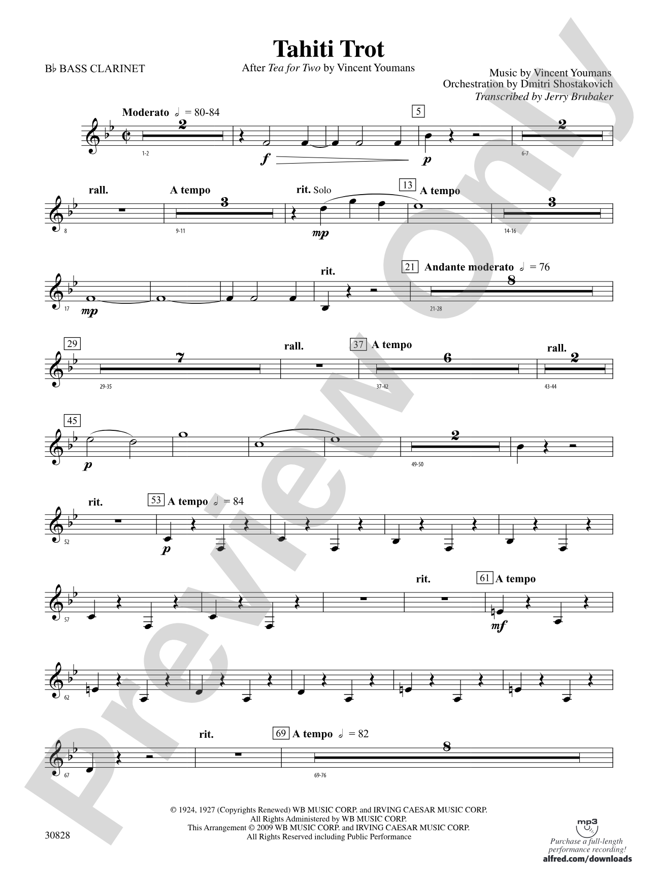 Tahiti Trot: B-flat Bass Clarinet