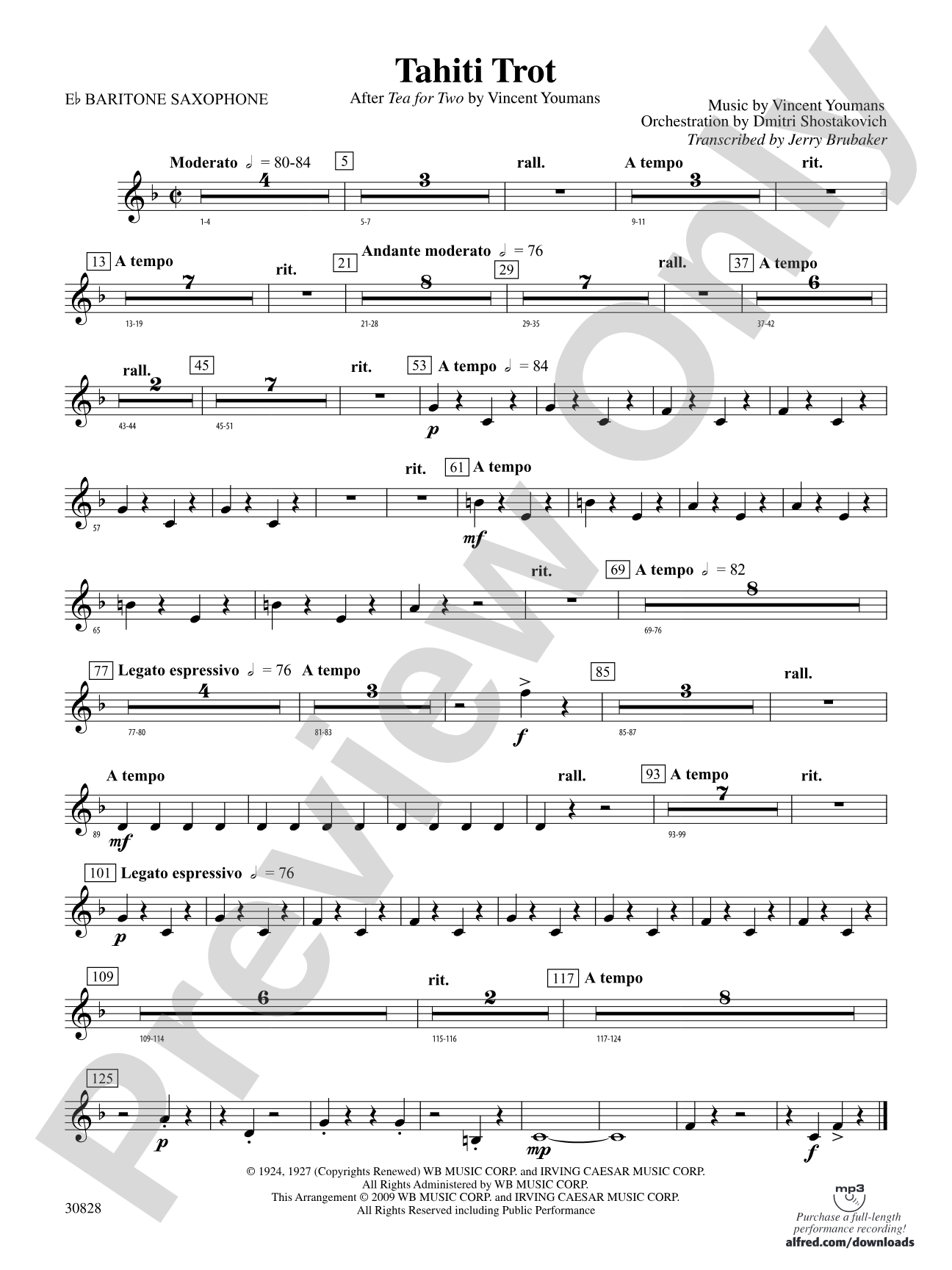 Tahiti Trot: E-flat Baritone Saxophone