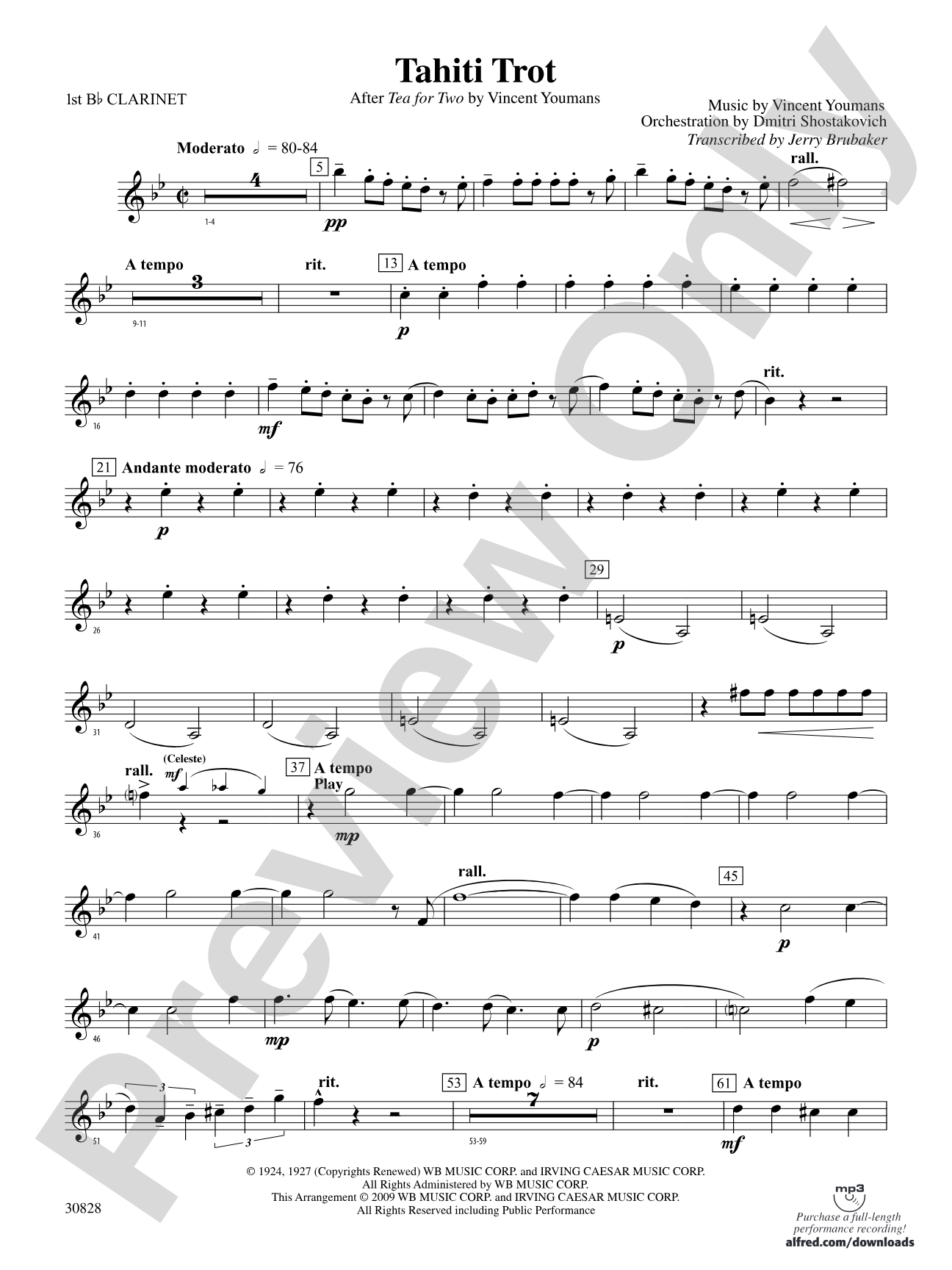 Tahiti Trot: 1st B-flat Clarinet