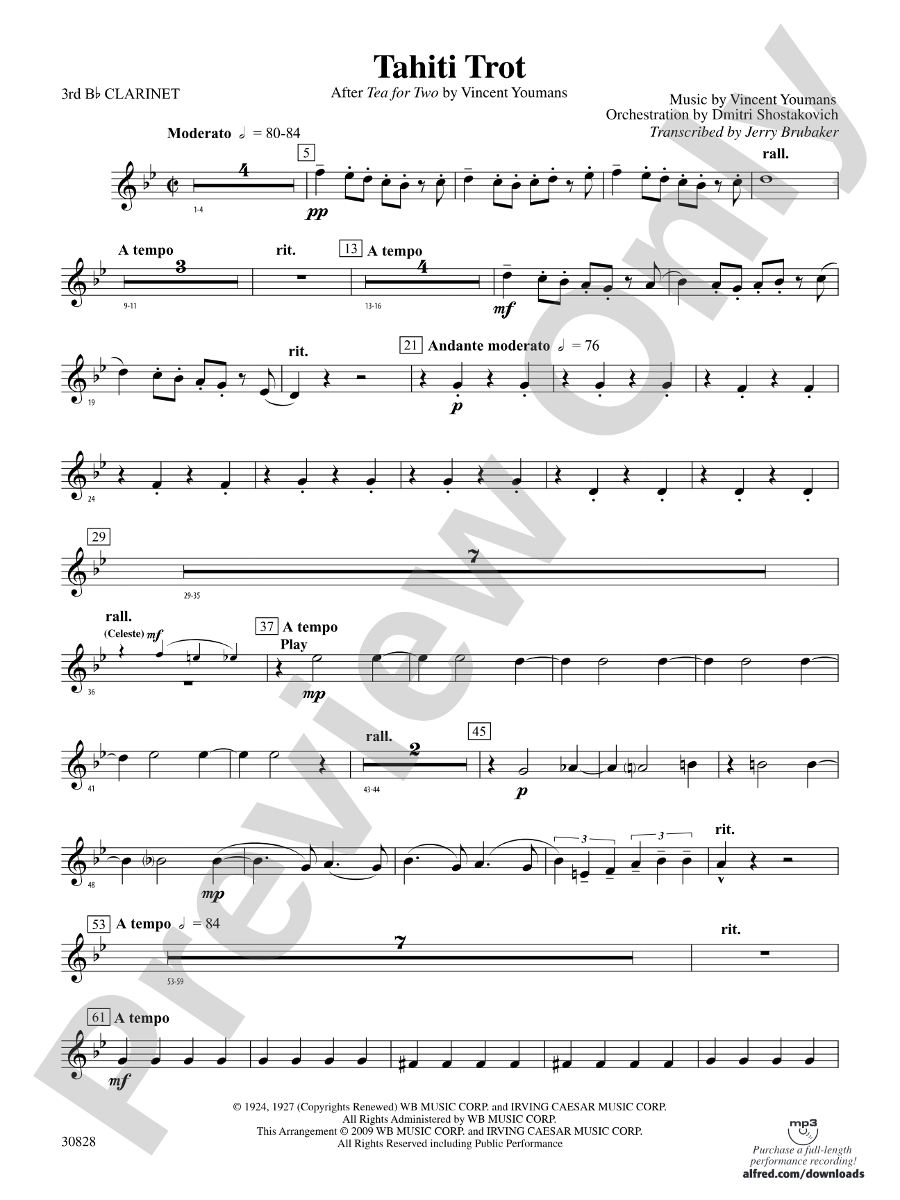 Tahiti Trot: 3rd B-flat Clarinet