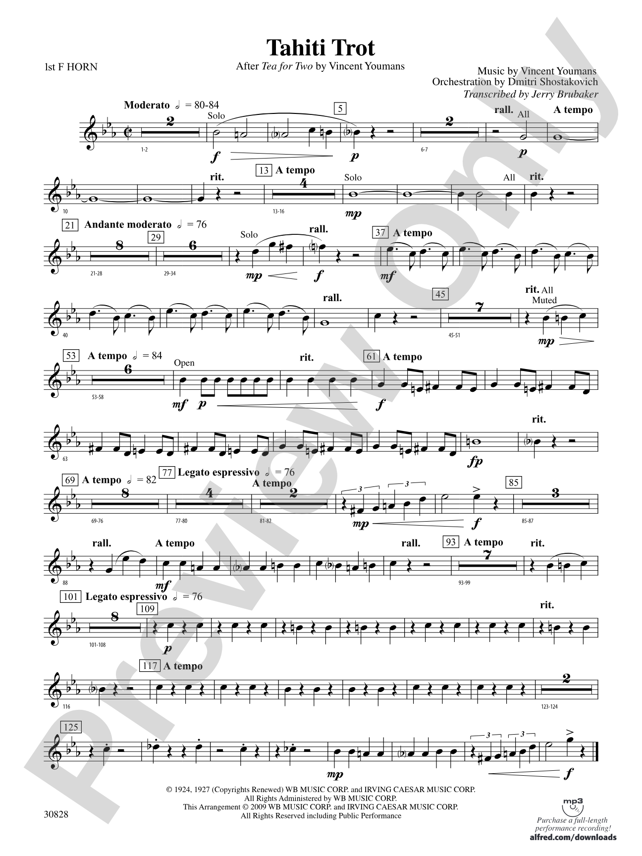 Tahiti Trot: 1st F Horn