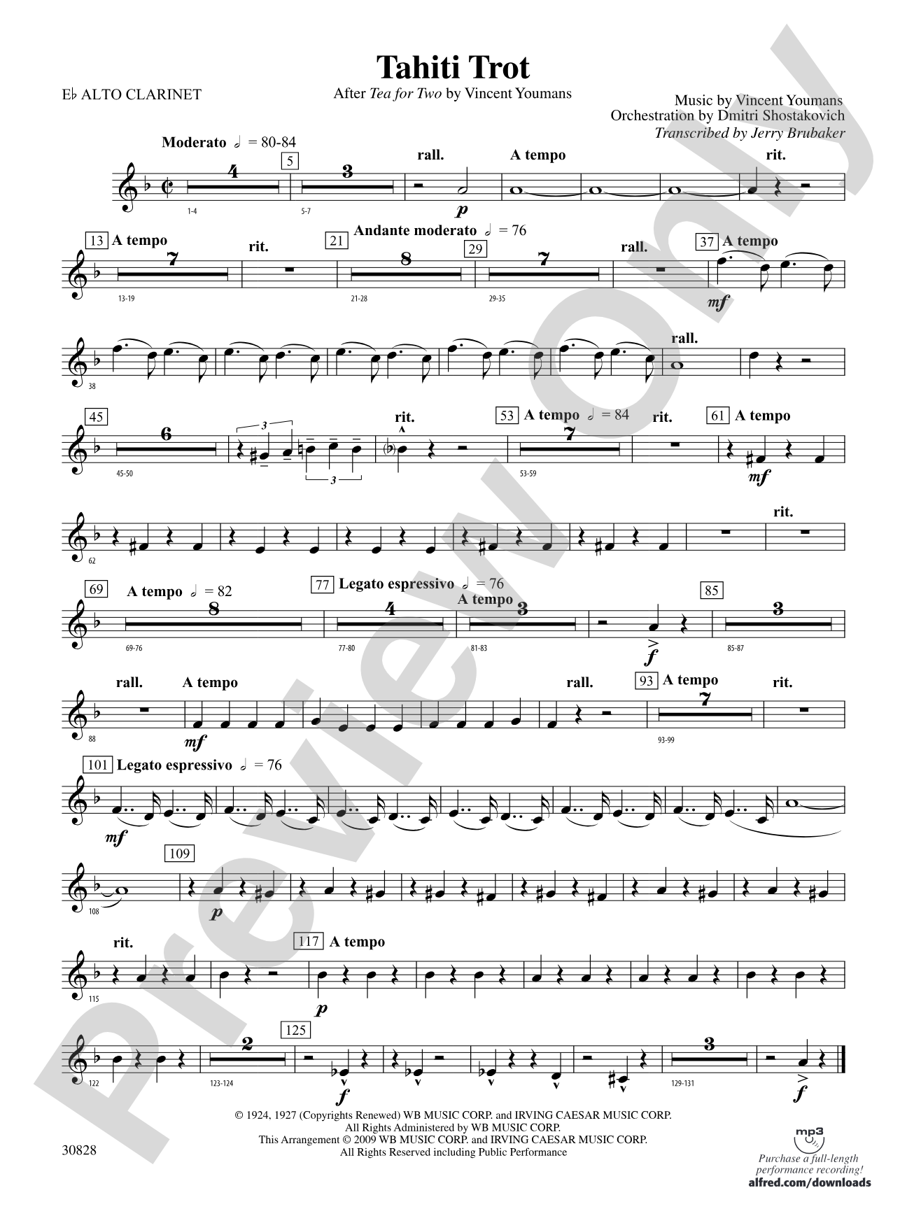Tahiti Trot: (wp) E-flat Alto Clarinet