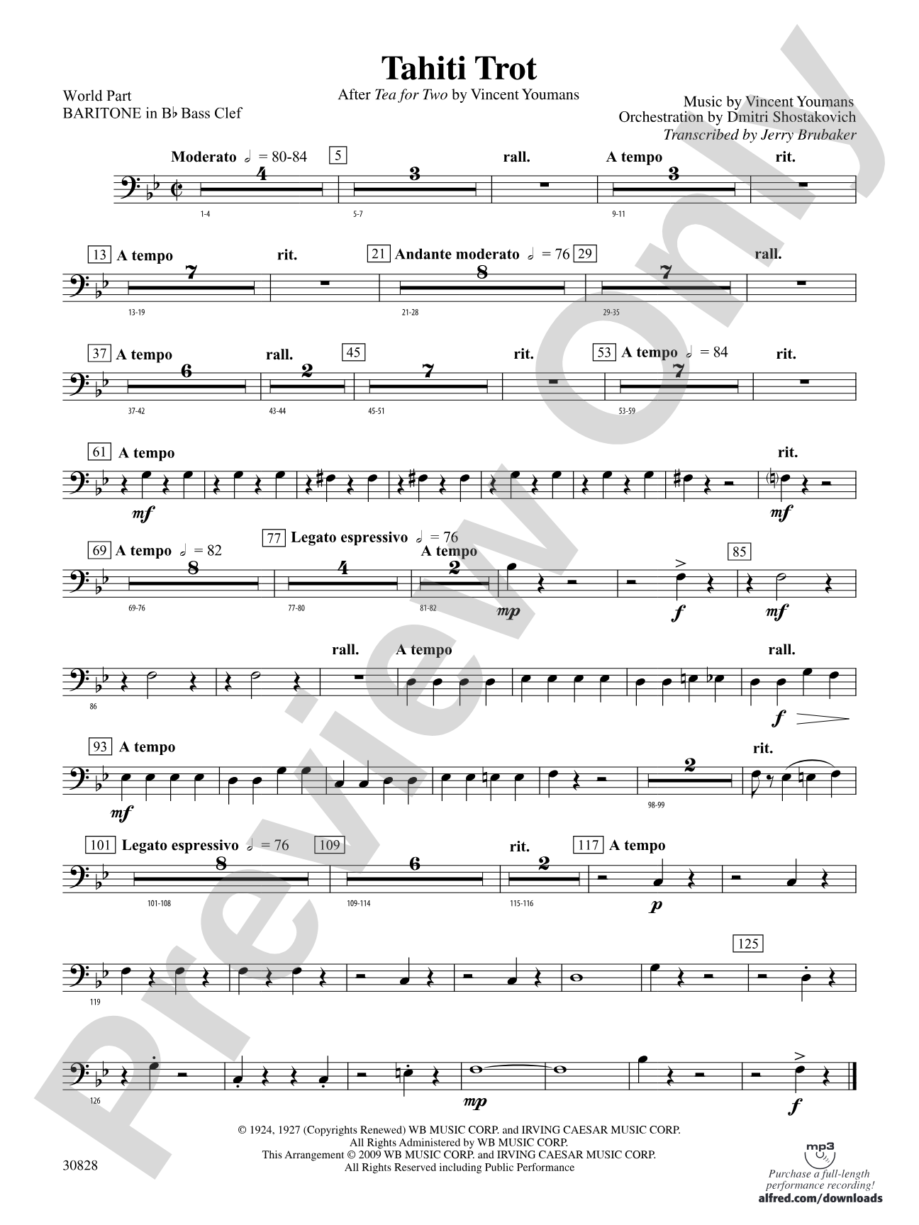 Tahiti Trot: (wp) B-flat Baritone B.C.