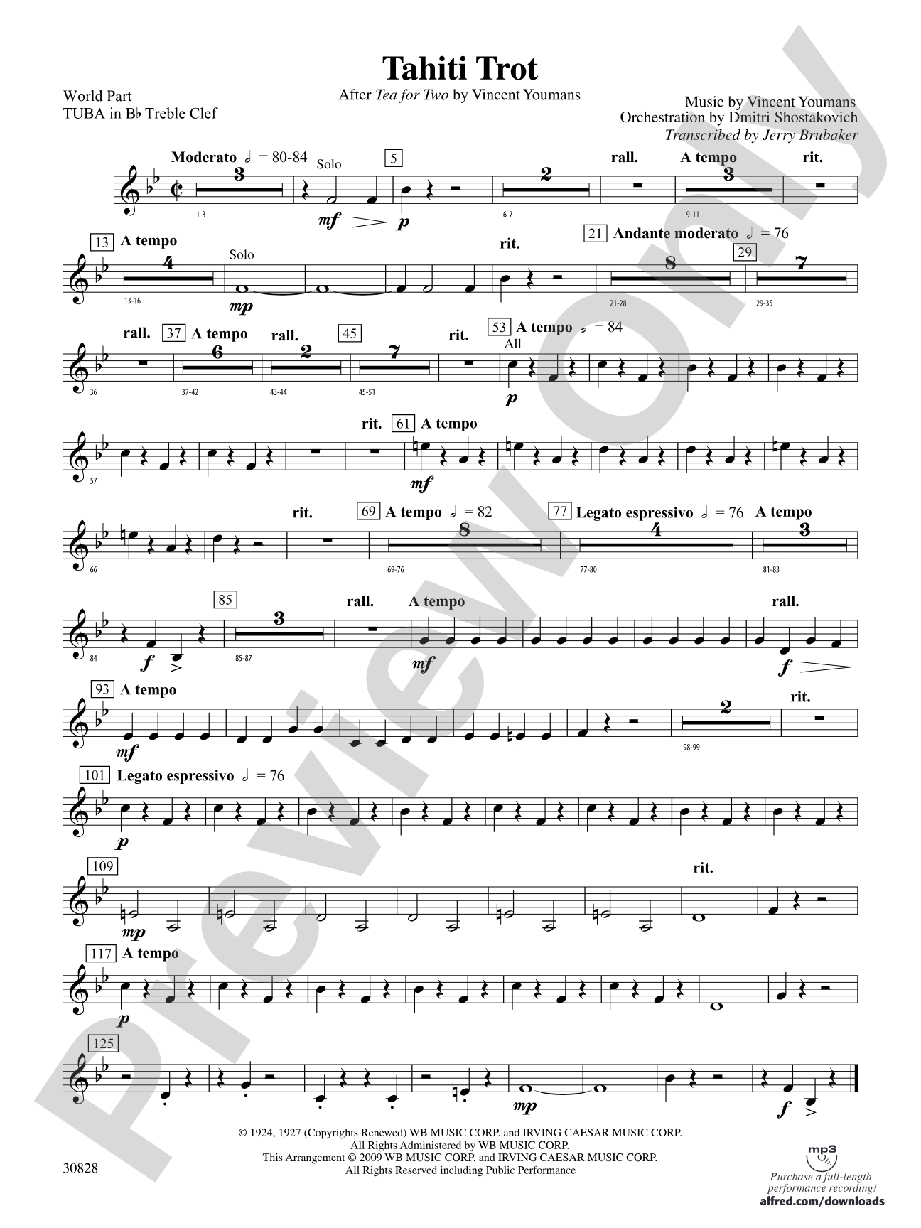 Tahiti Trot: (wp) B-flat Tuba T.C.