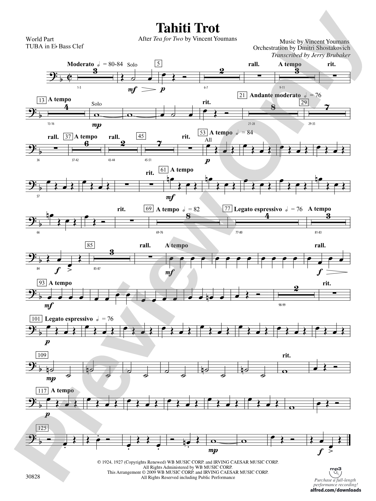 Tahiti Trot: (wp) E-flat Tuba B.C.