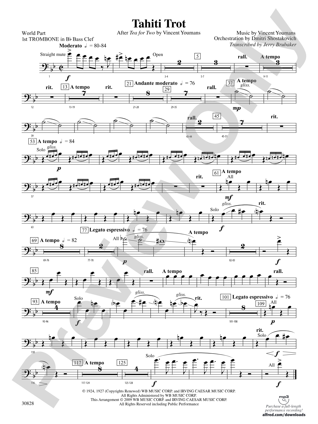 Tahiti Trot: (wp) 1st B-flat Trombone B.C.