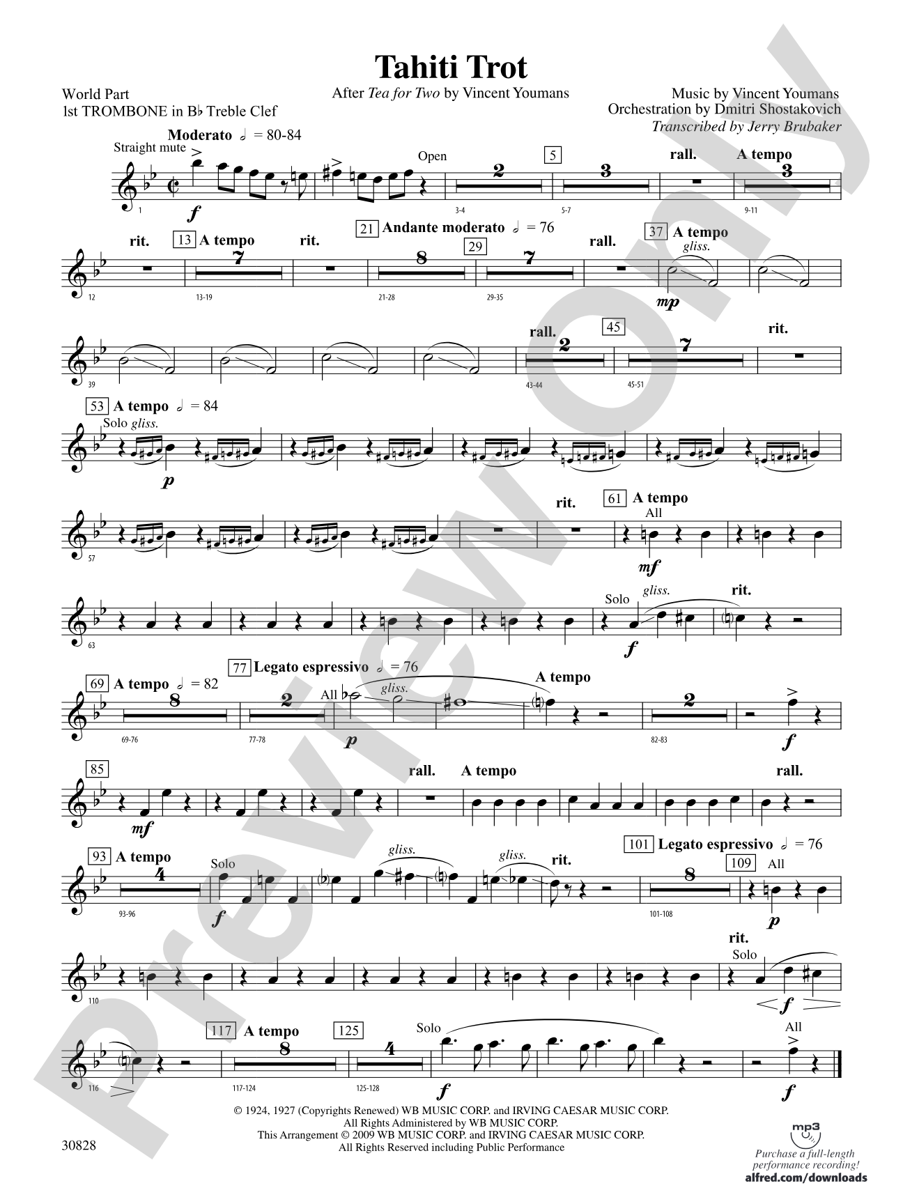 Tahiti Trot: (wp) 1st B-flat Trombone T.C.