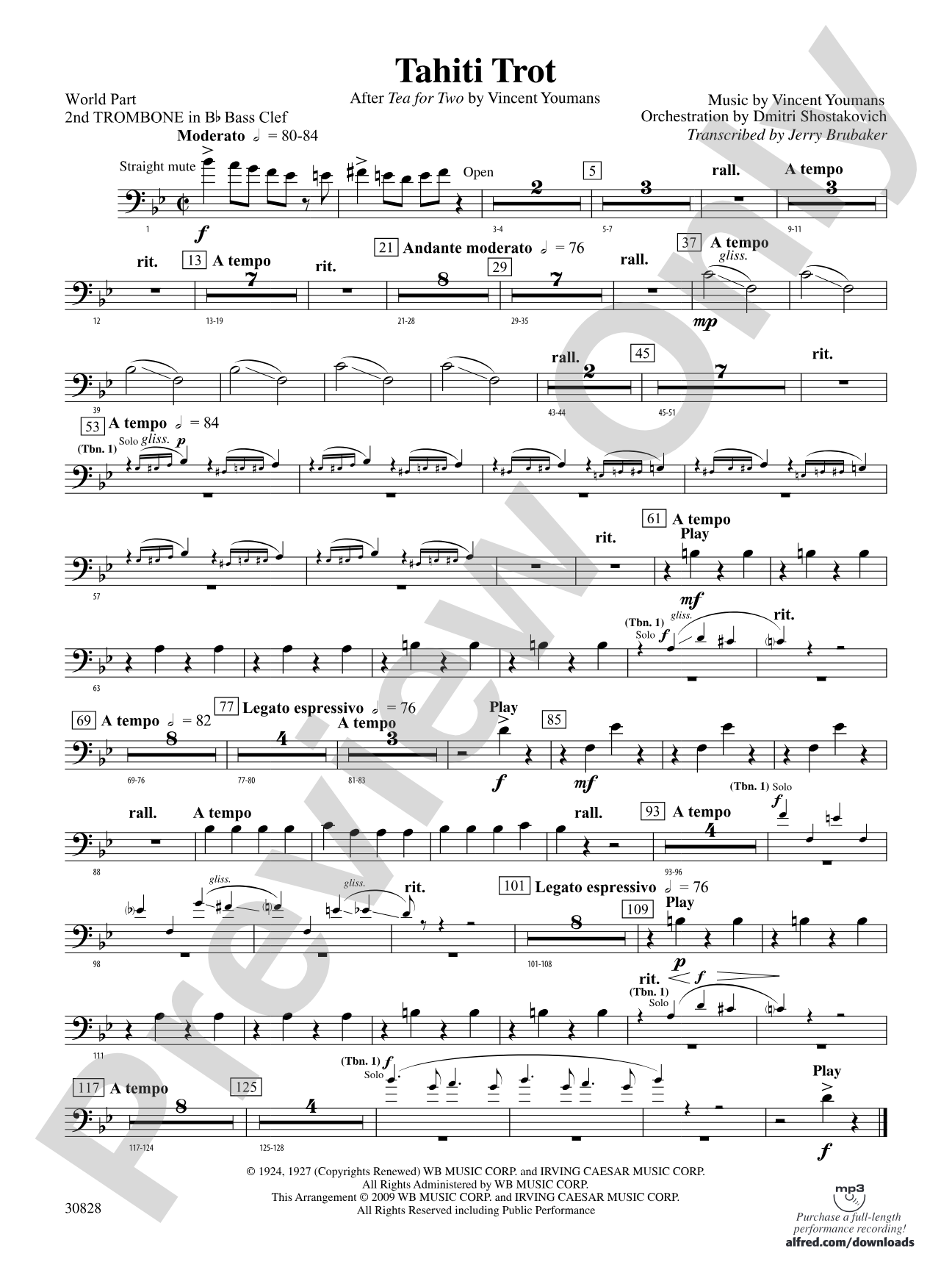 Tahiti Trot: (wp) 2nd B-flat Trombone B.C.