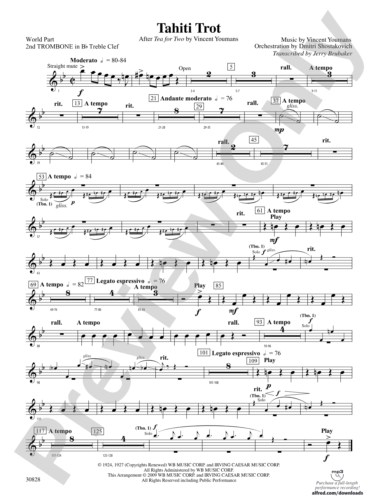 Tahiti Trot: (wp) 2nd B-flat Trombone T.C.