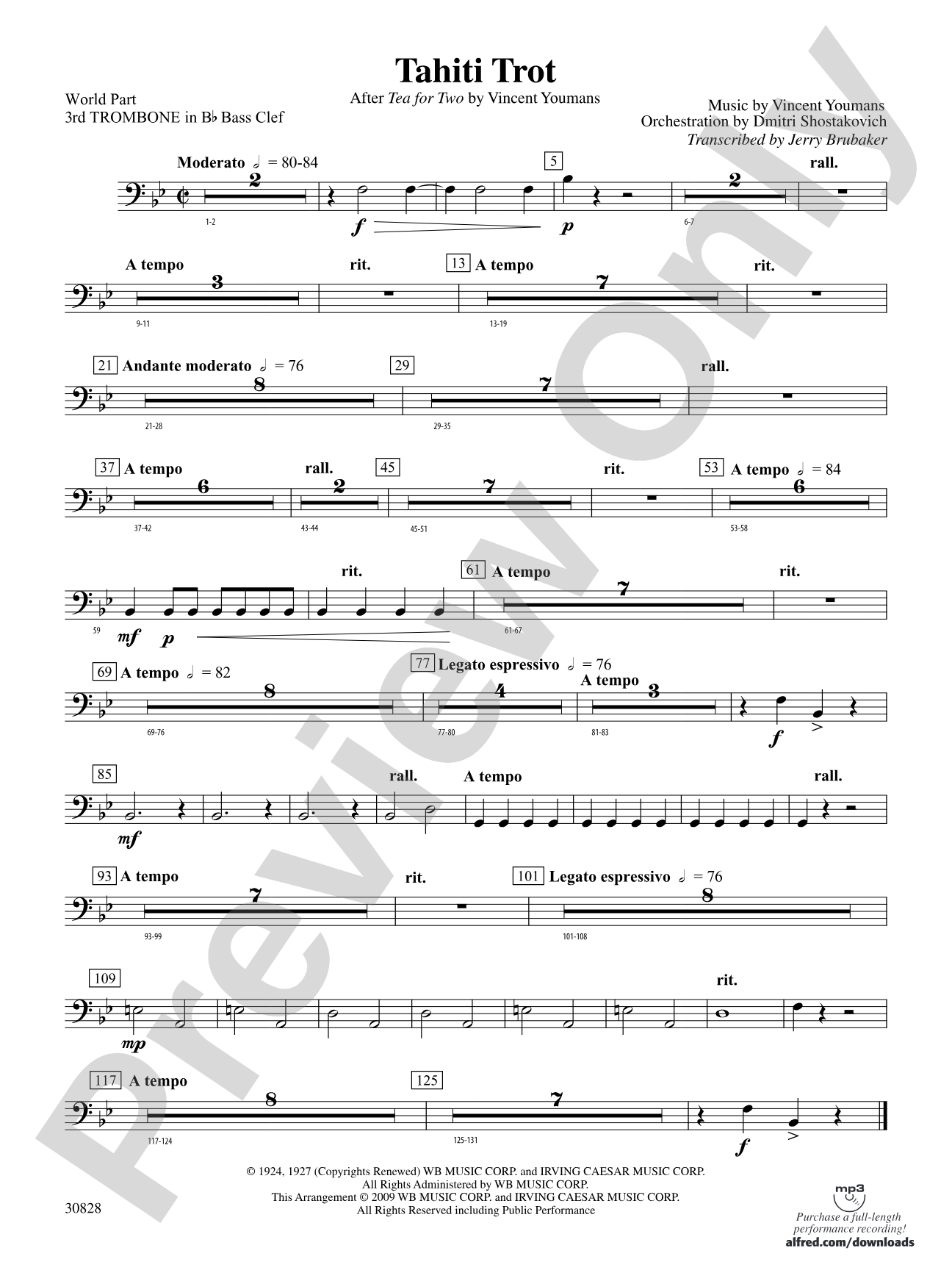 Tahiti Trot: (wp) 3rd B-flat Trombone B.C.