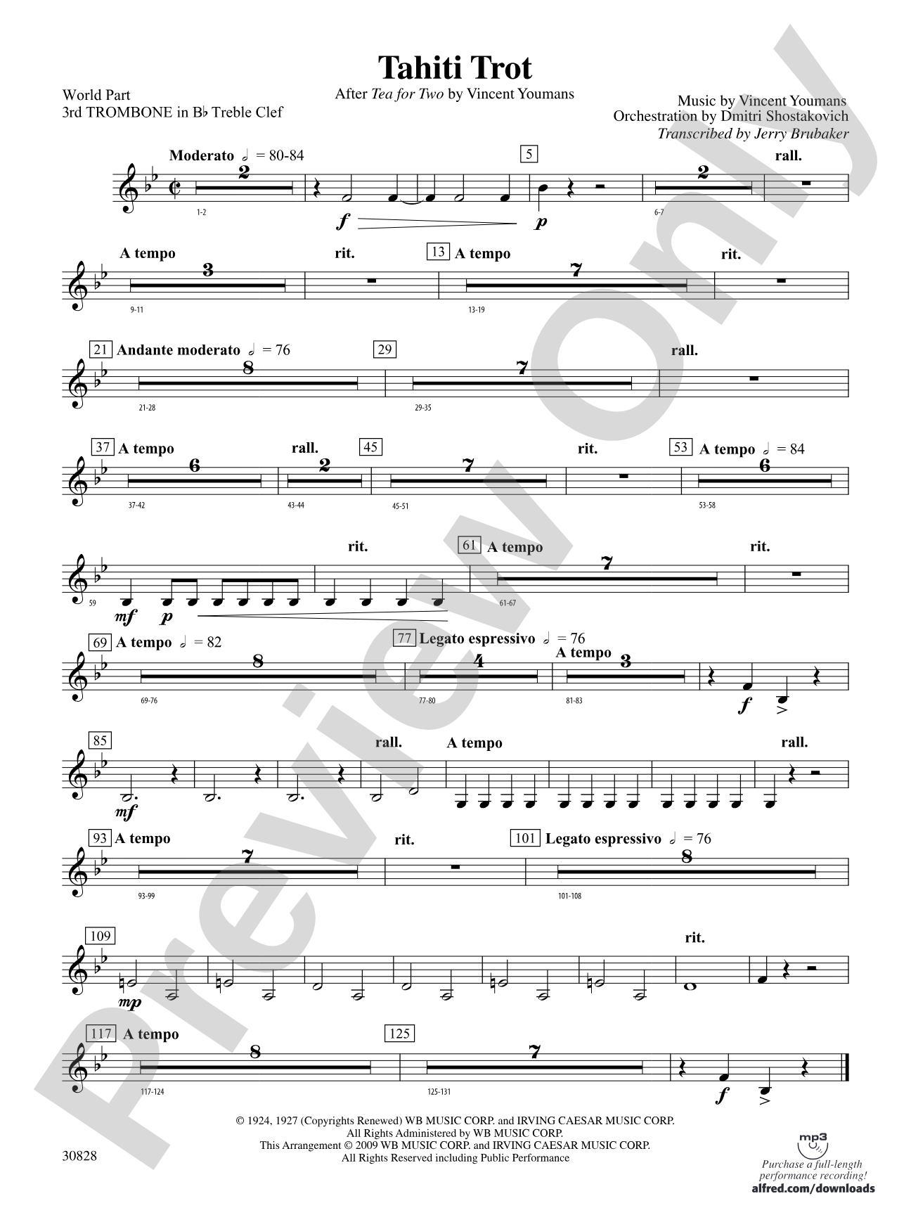 Tahiti Trot: (wp) 3rd B-flat Trombone T.C.