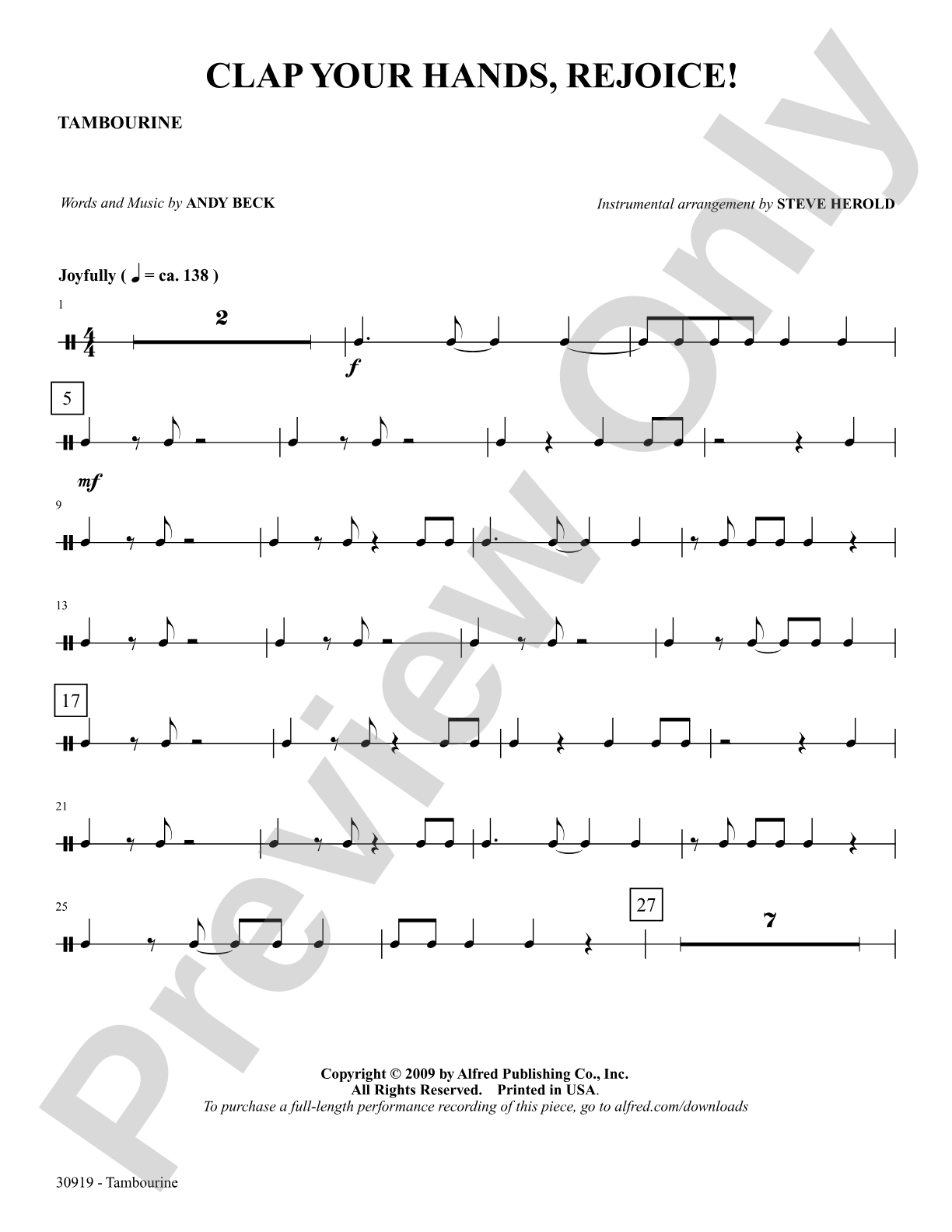Clap Your Hands, Rejoice!: 1st Percussion: Choral SoundPax