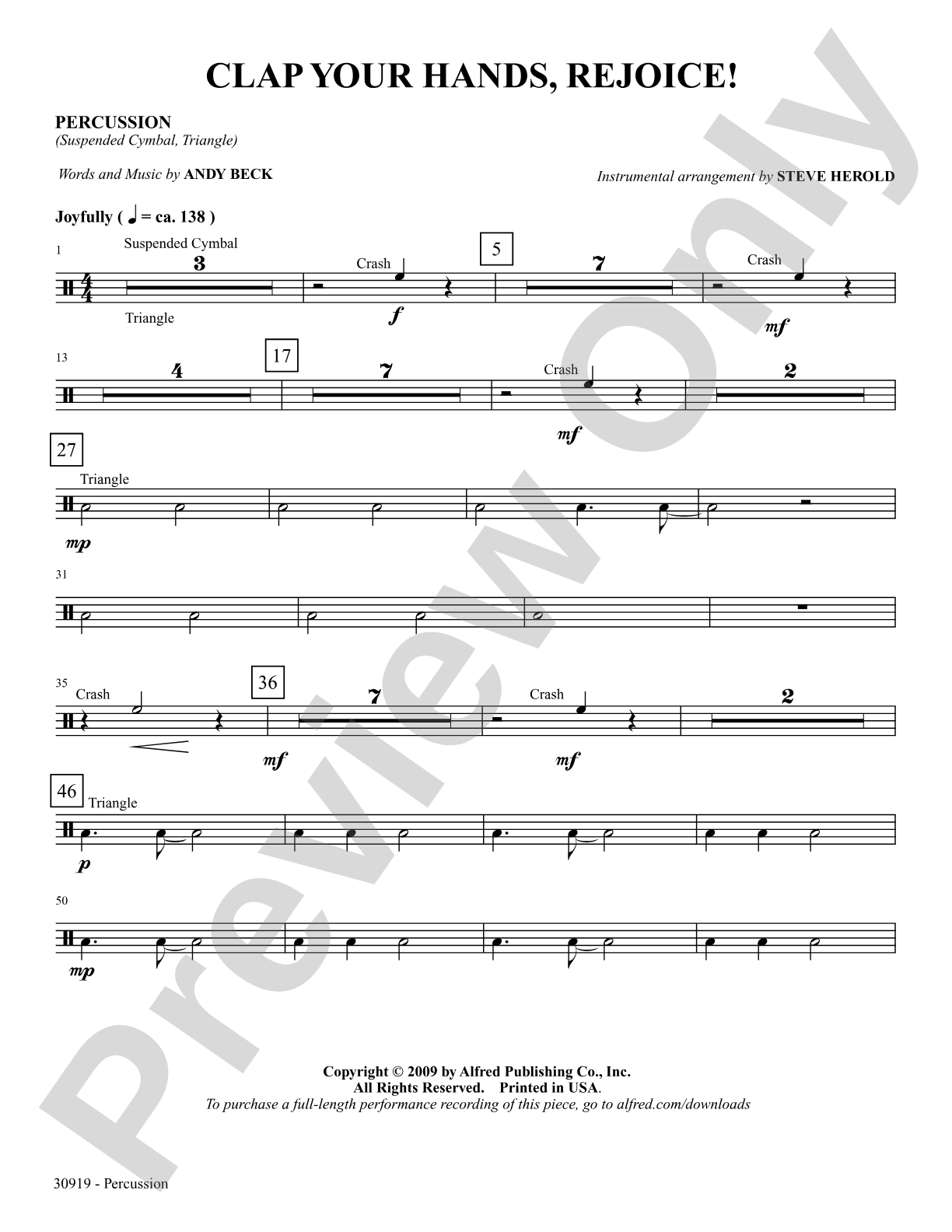 Clap Your Hands, Rejoice!: 2nd Percussion: Choral SoundPax