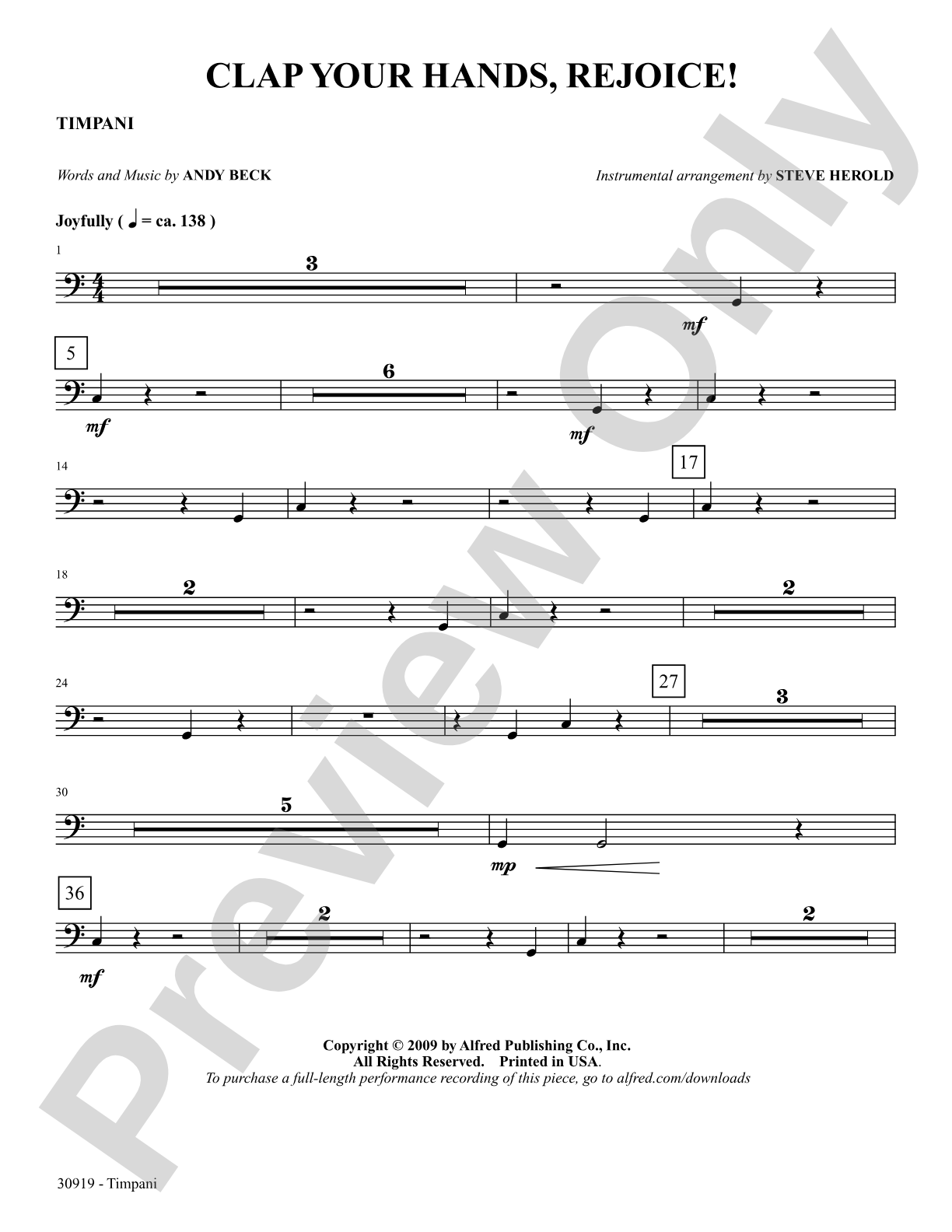 Clap Your Hands, Rejoice!: Timpani: Choral SoundPax