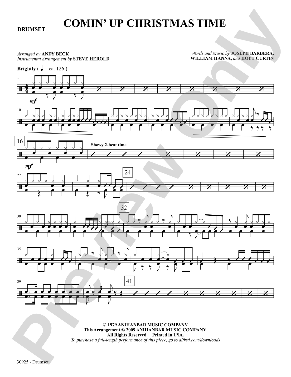 Comin' Up Christmas Time: Drums: Choral SoundPax
