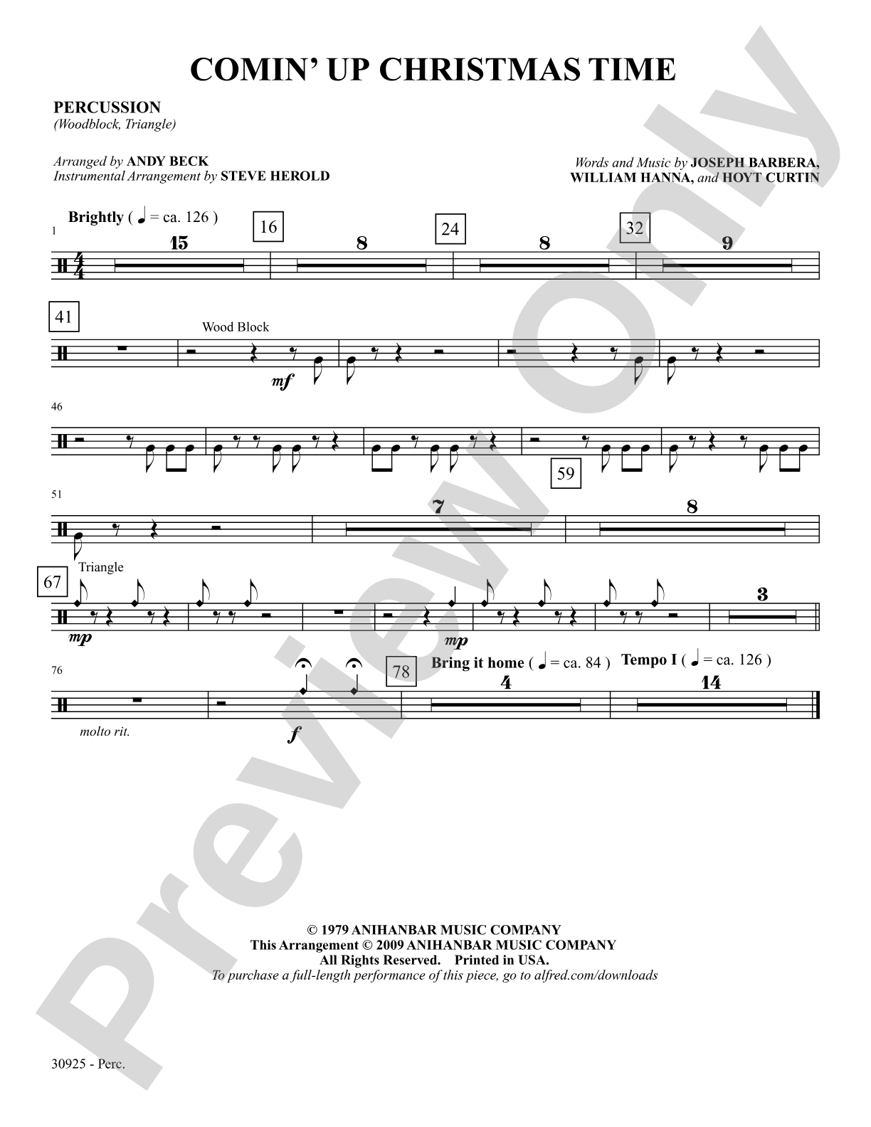 Comin' Up Christmas Time: 1st Percussion: Choral SoundPax