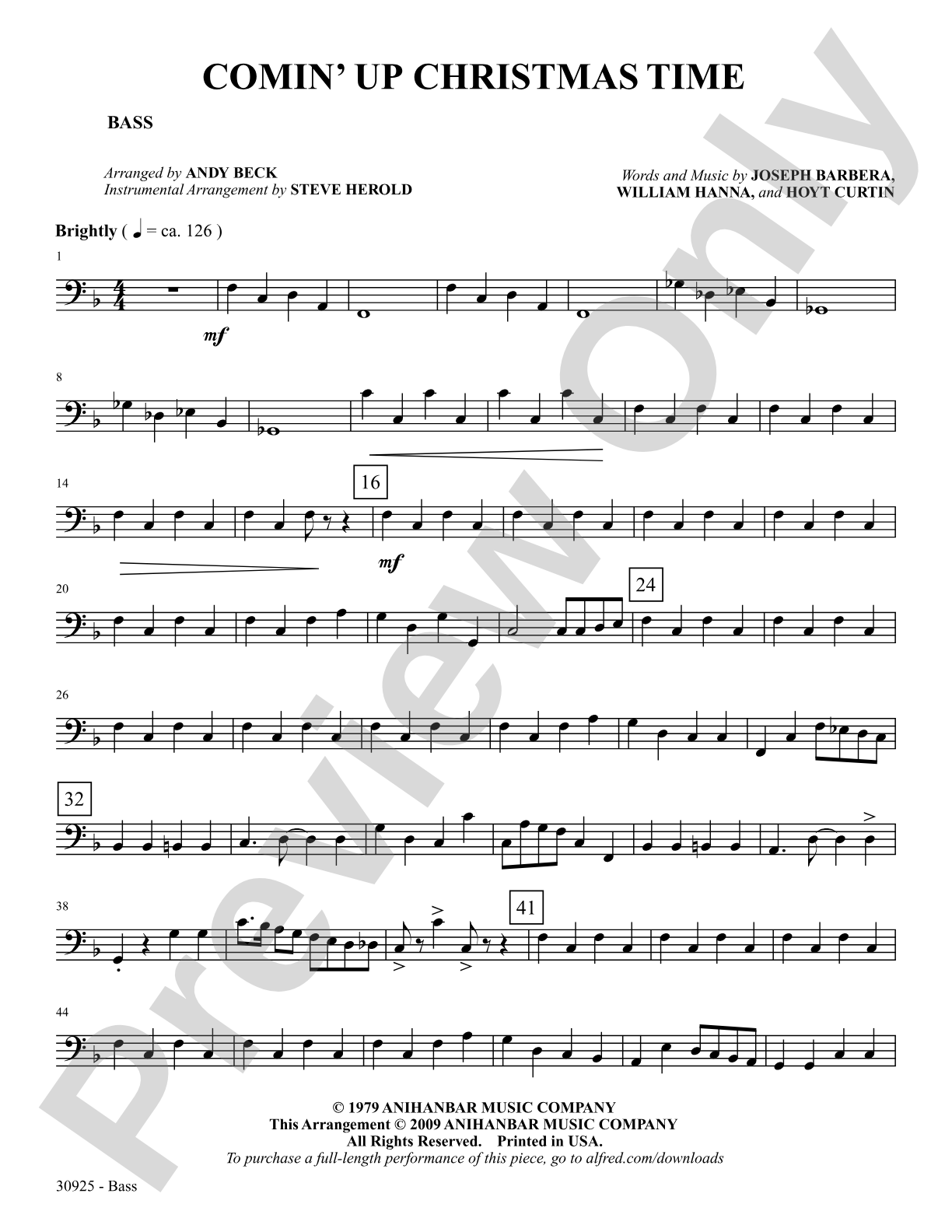Comin' Up Christmas Time: String Bass: Choral SoundPax