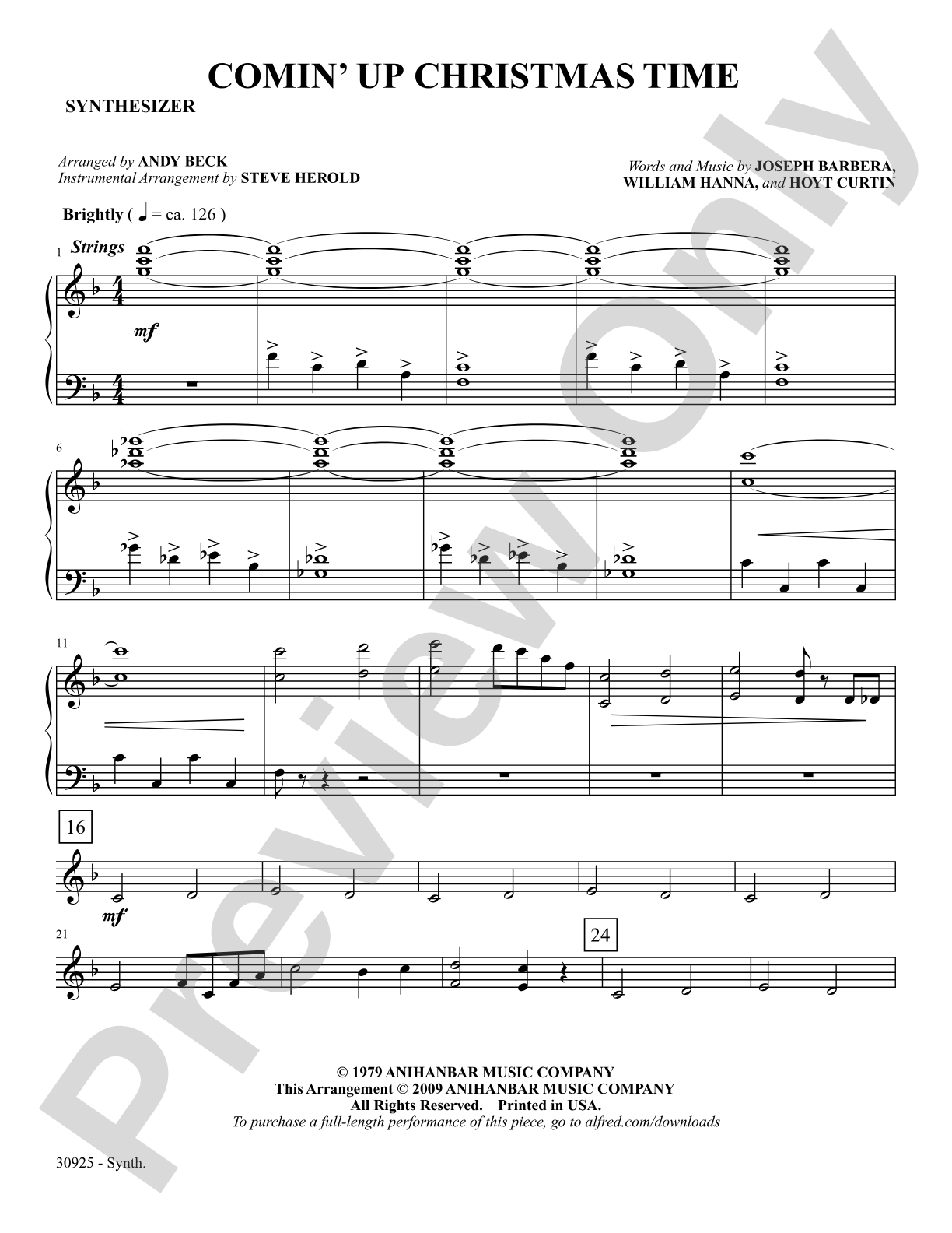 Comin' Up Christmas Time: Synthesizer: Choral SoundPax
