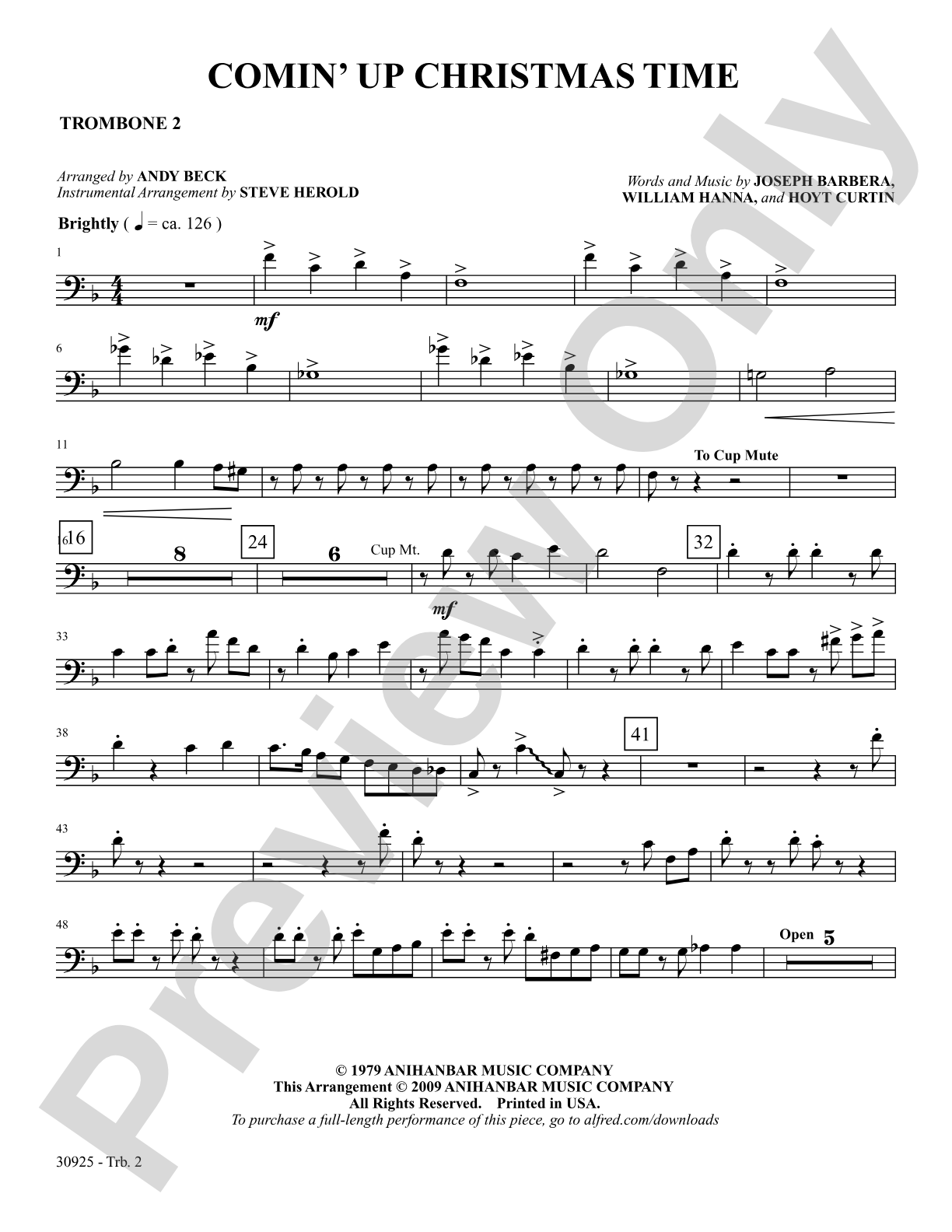 Comin' Up Christmas Time: 2nd Trombone: Choral SoundPax