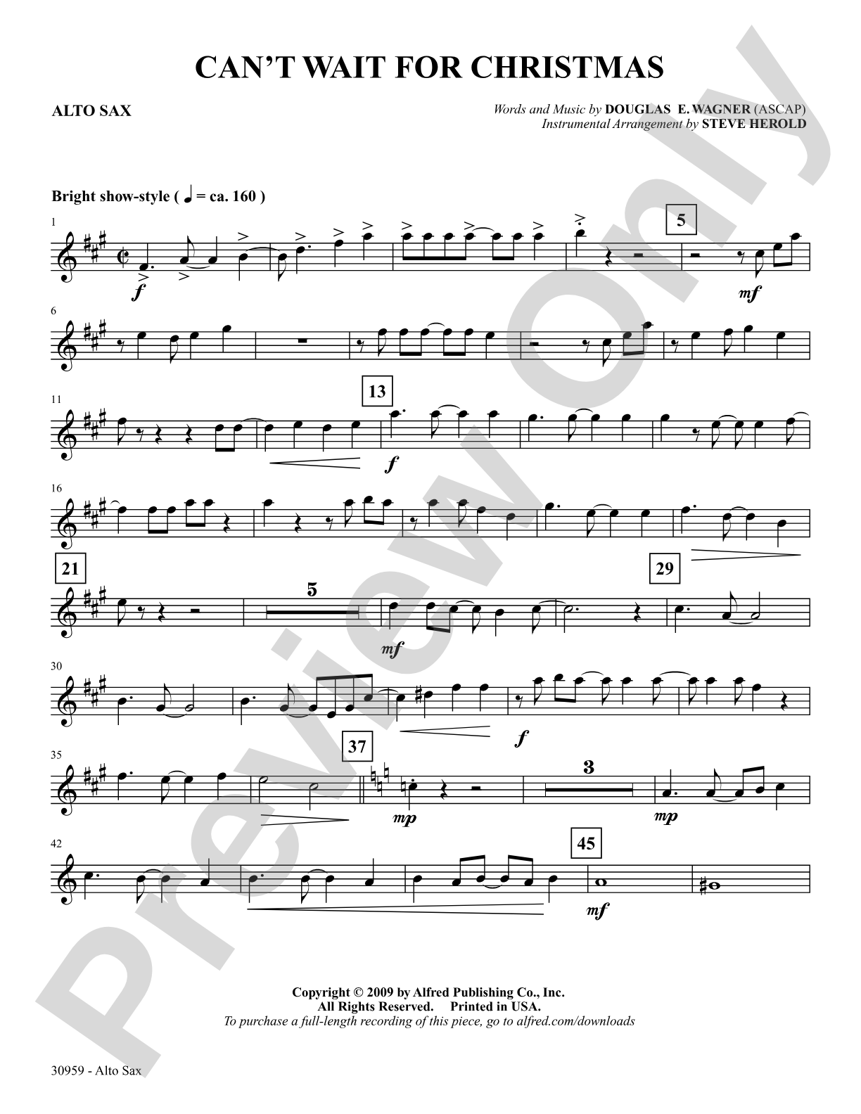 Can't Wait for Christmas: E-flat Alto Saxophone: Choral SoundPax