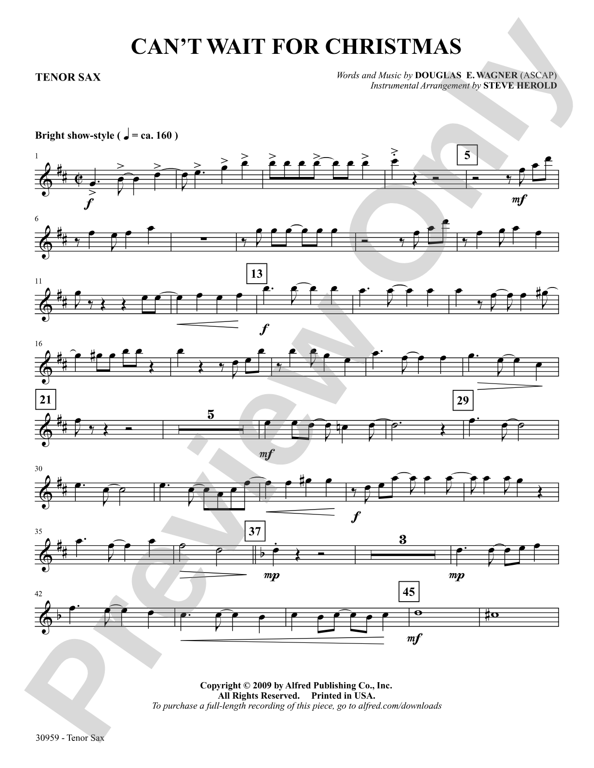 Can't Wait for Christmas: B-flat Tenor Saxophone: Choral SoundPax