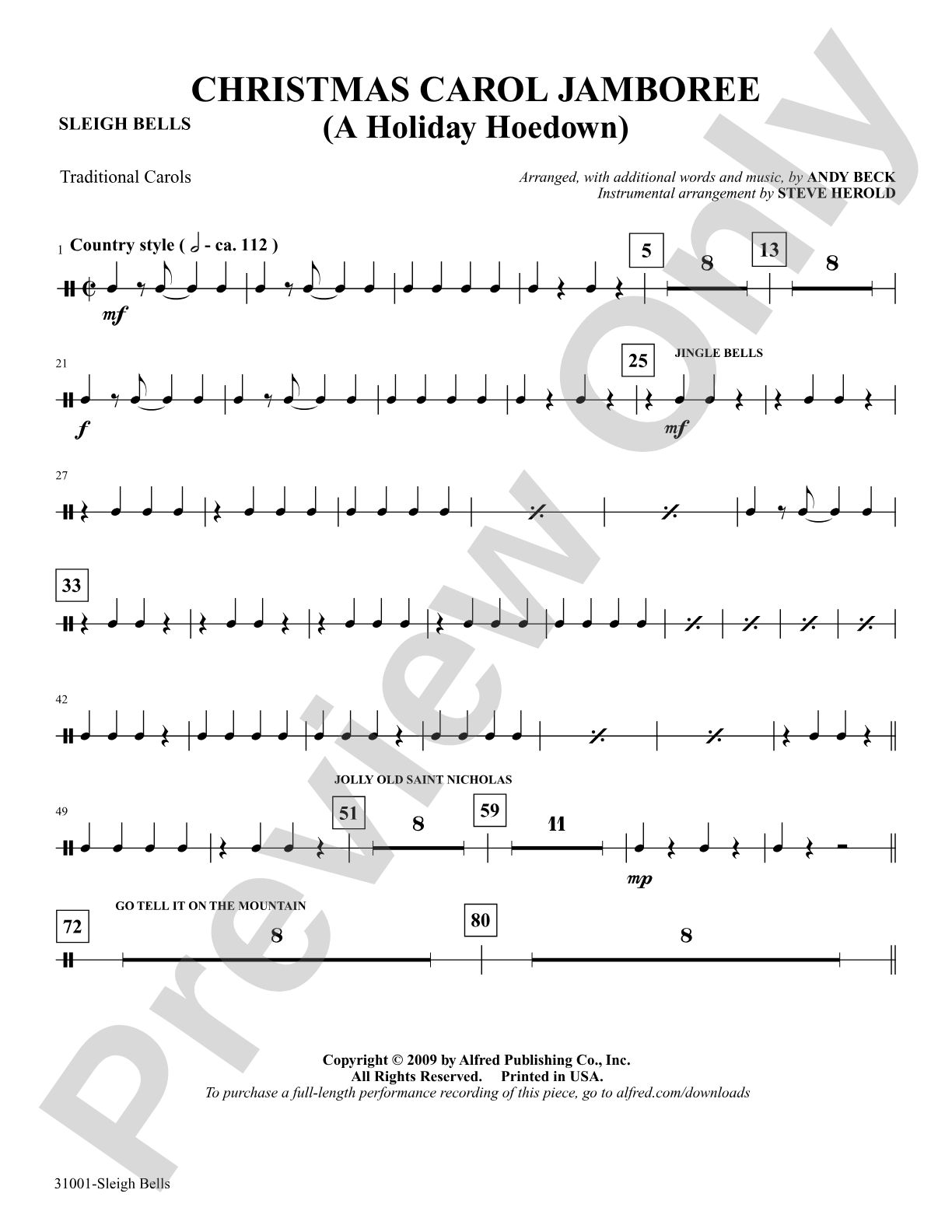 Christmas Carol Jamboree (A Holiday Hoedown): Bells: Choral SoundPax