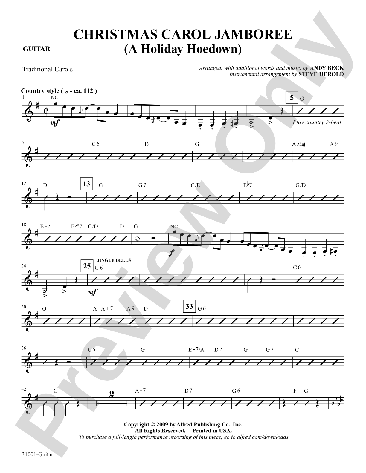 Christmas Carol Jamboree (A Holiday Hoedown): Guitar: Choral SoundPax