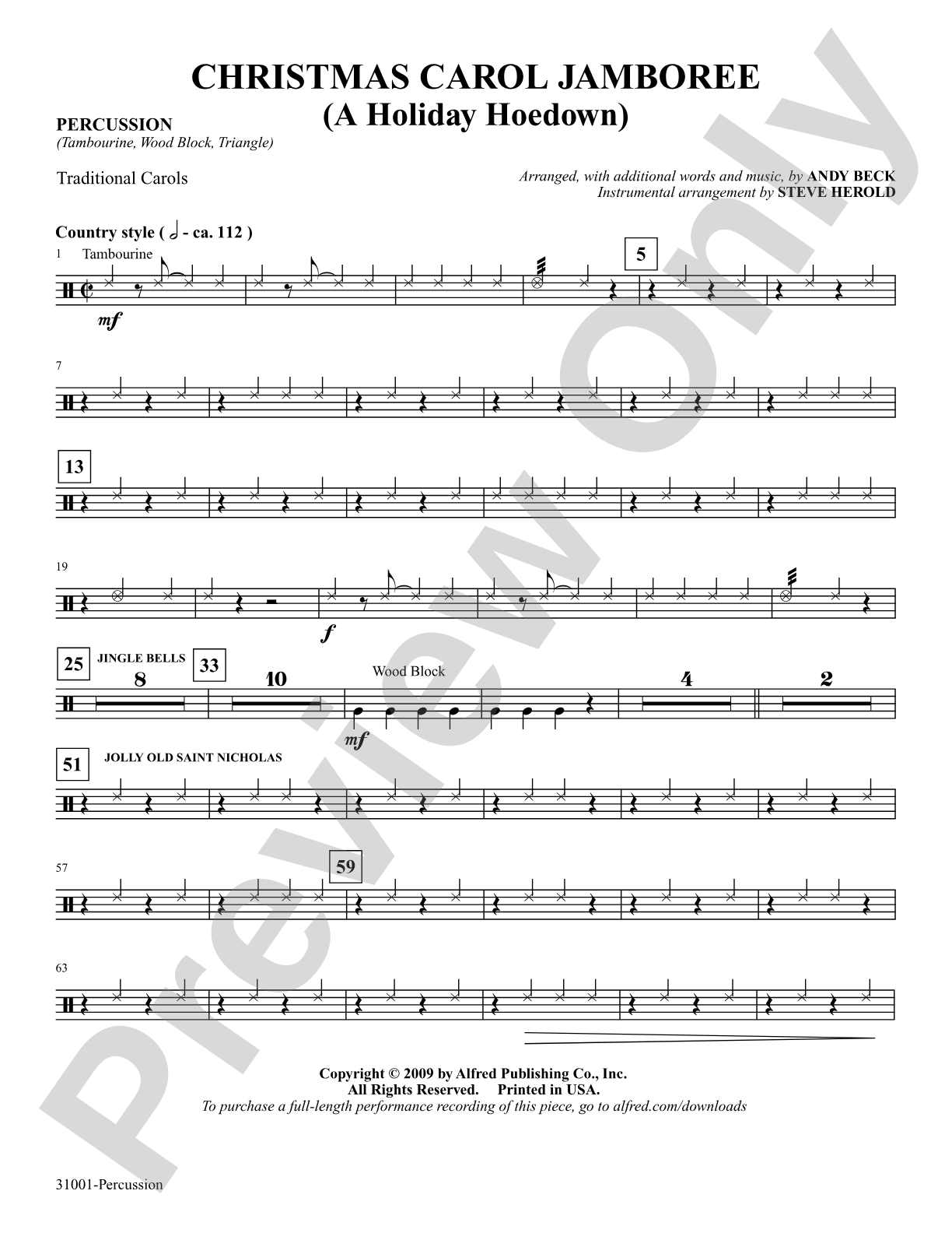 Christmas Carol Jamboree (A Holiday Hoedown): 1st Percussion: Choral SoundPax