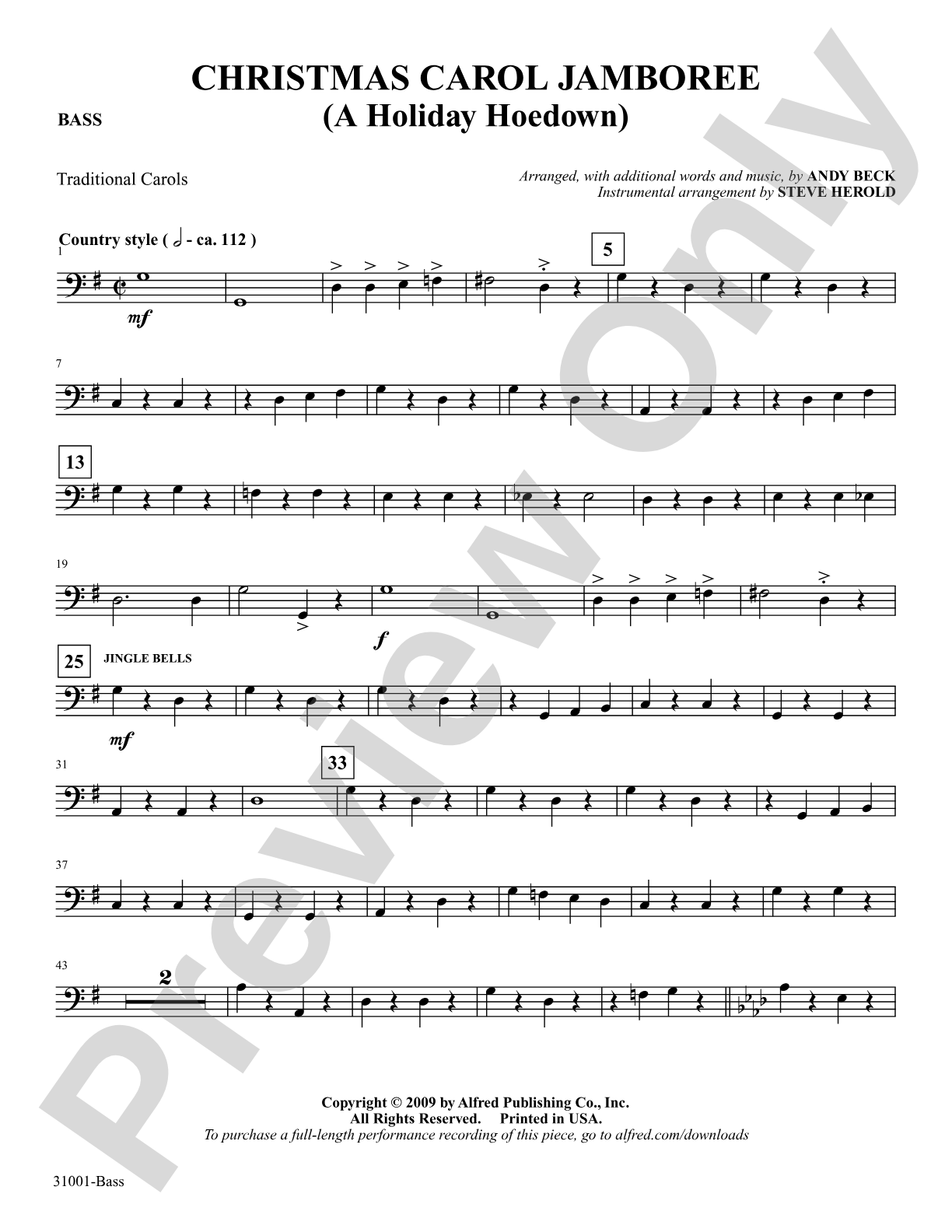 Christmas Carol Jamboree (A Holiday Hoedown): String Bass: Choral SoundPax