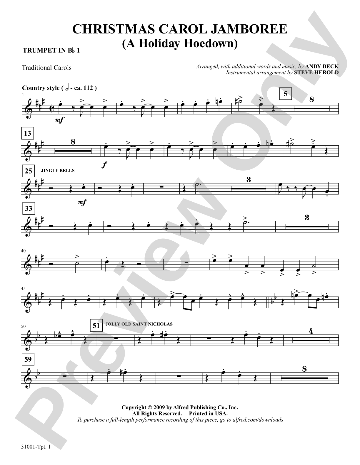 Christmas Carol Jamboree (A Holiday Hoedown): 1st B-flat Trumpet: Choral SoundPax