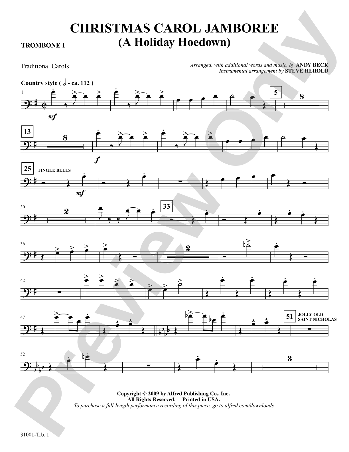 Christmas Carol Jamboree (A Holiday Hoedown): 1st Trombone: Choral SoundPax
