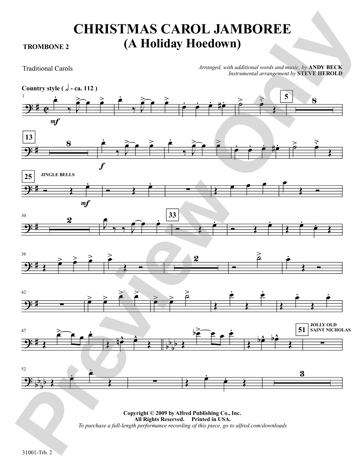 Christmas Carol Jamboree (A Holiday Hoedown): 2nd Trombone: Choral SoundPax
