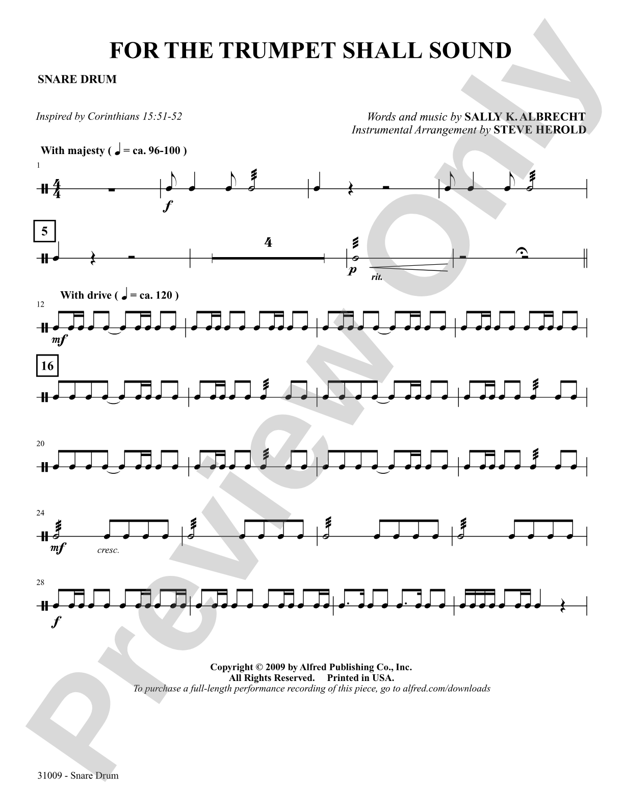 For the Trumpet Shall Sound: Snare Drum: Choral SoundPax