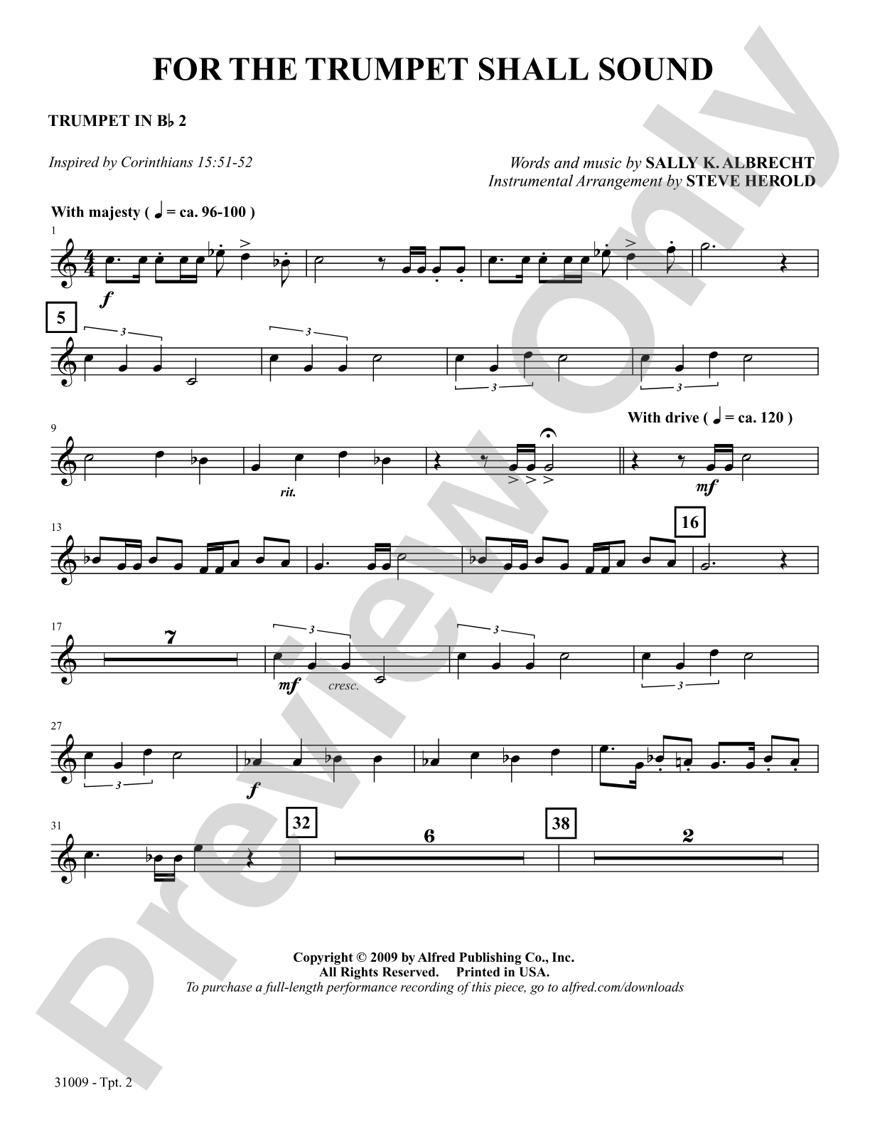 For the Trumpet Shall Sound: 2nd B-flat Trumpet: Choral SoundPax