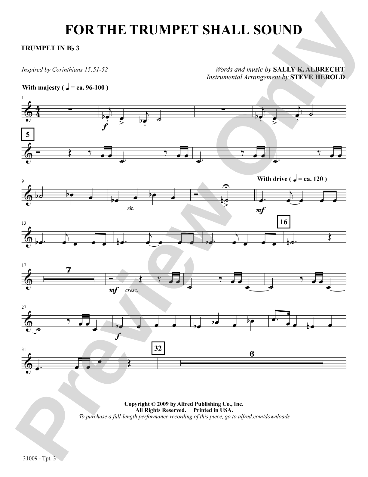 For the Trumpet Shall Sound: 3rd B-flat Trumpet: Choral SoundPax