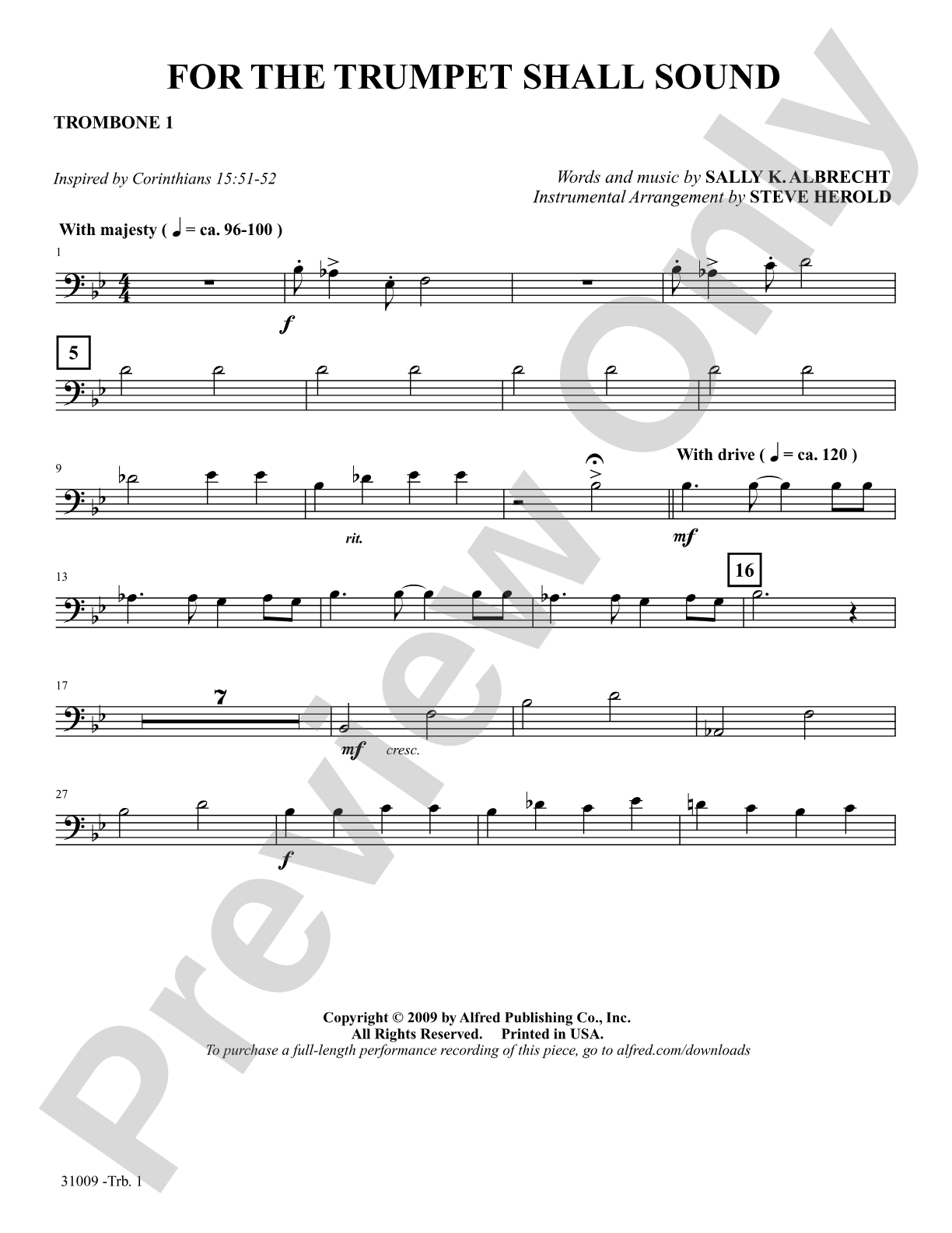 For the Trumpet Shall Sound: 1st Trombone: Choral SoundPax