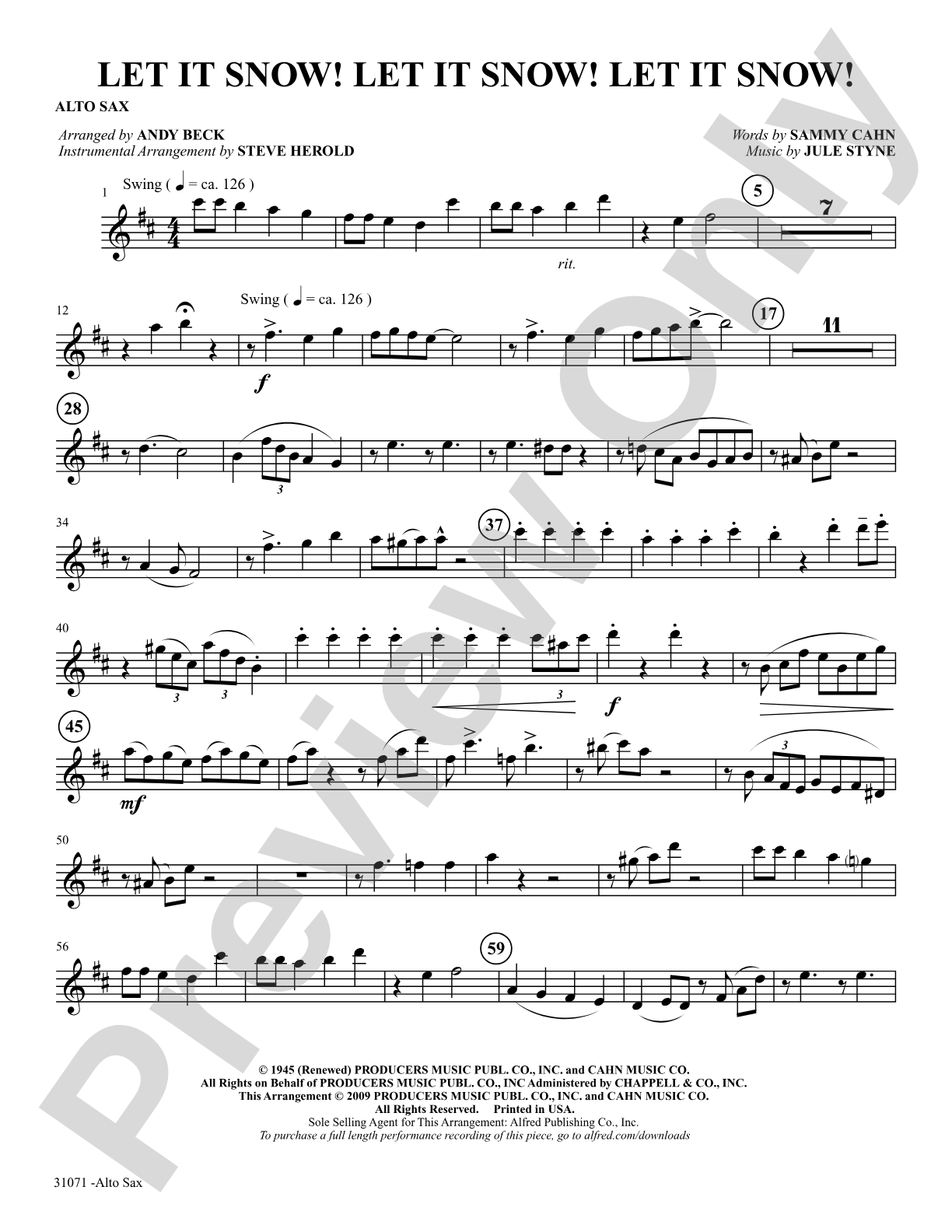 Let It Snow! Let It Snow! Let It Snow!: E-flat Alto Saxophone: Choral SoundPax