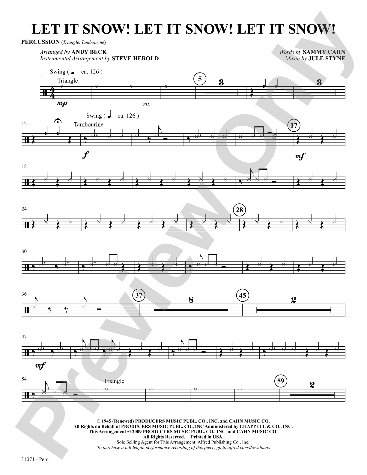 Let It Snow! Let It Snow! Let It Snow!: 1st Percussion: Choral SoundPax