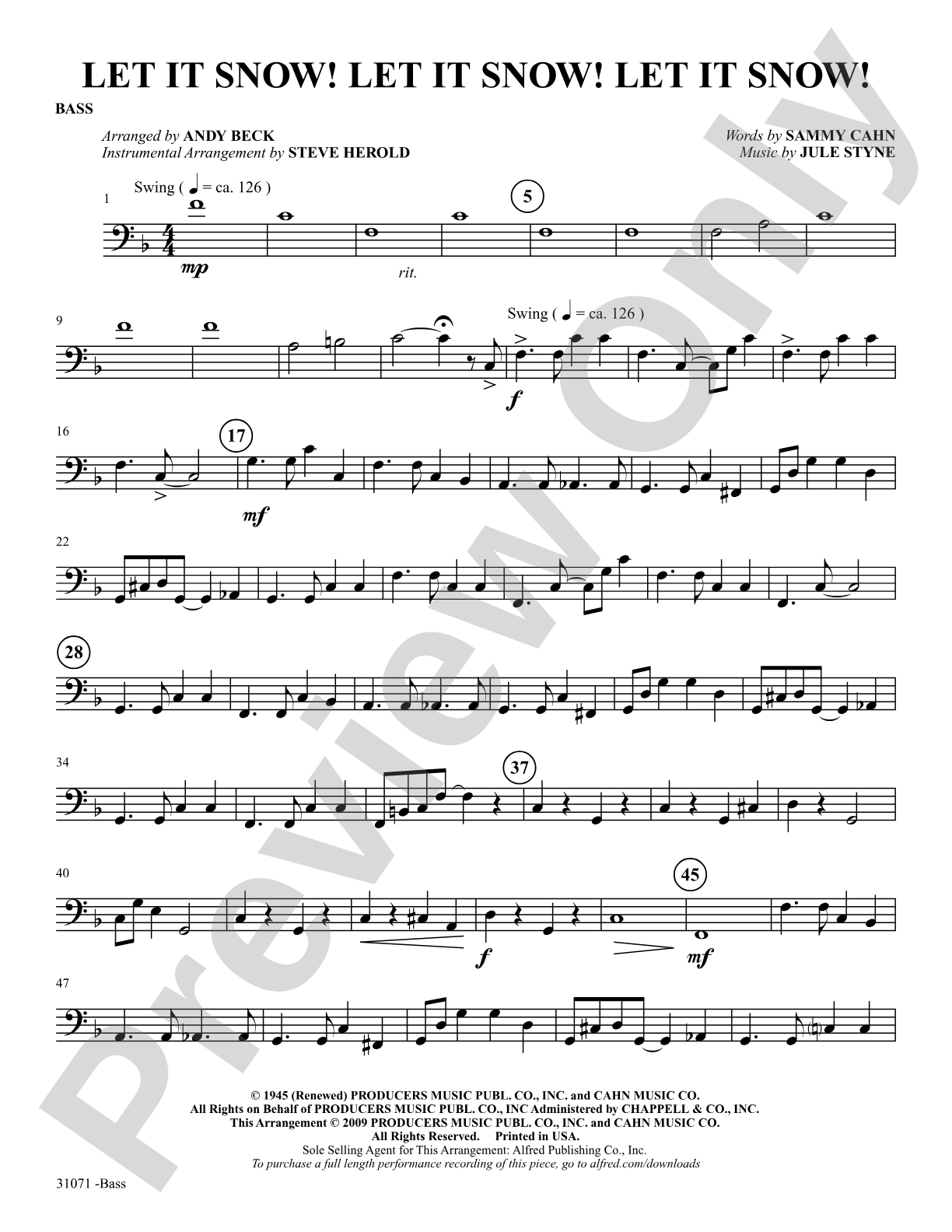 Let It Snow! Let It Snow! Let It Snow!: String Bass: Choral SoundPax