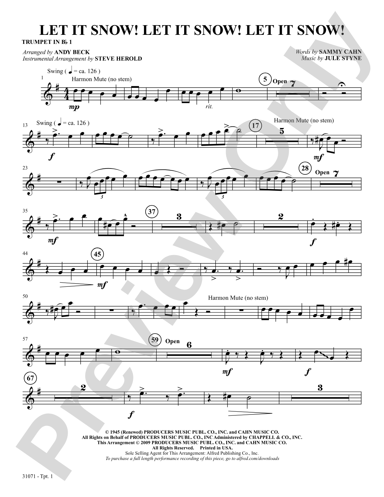 Let It Snow! Let It Snow! Let It Snow!: 1st B-flat Trumpet: Choral SoundPax
