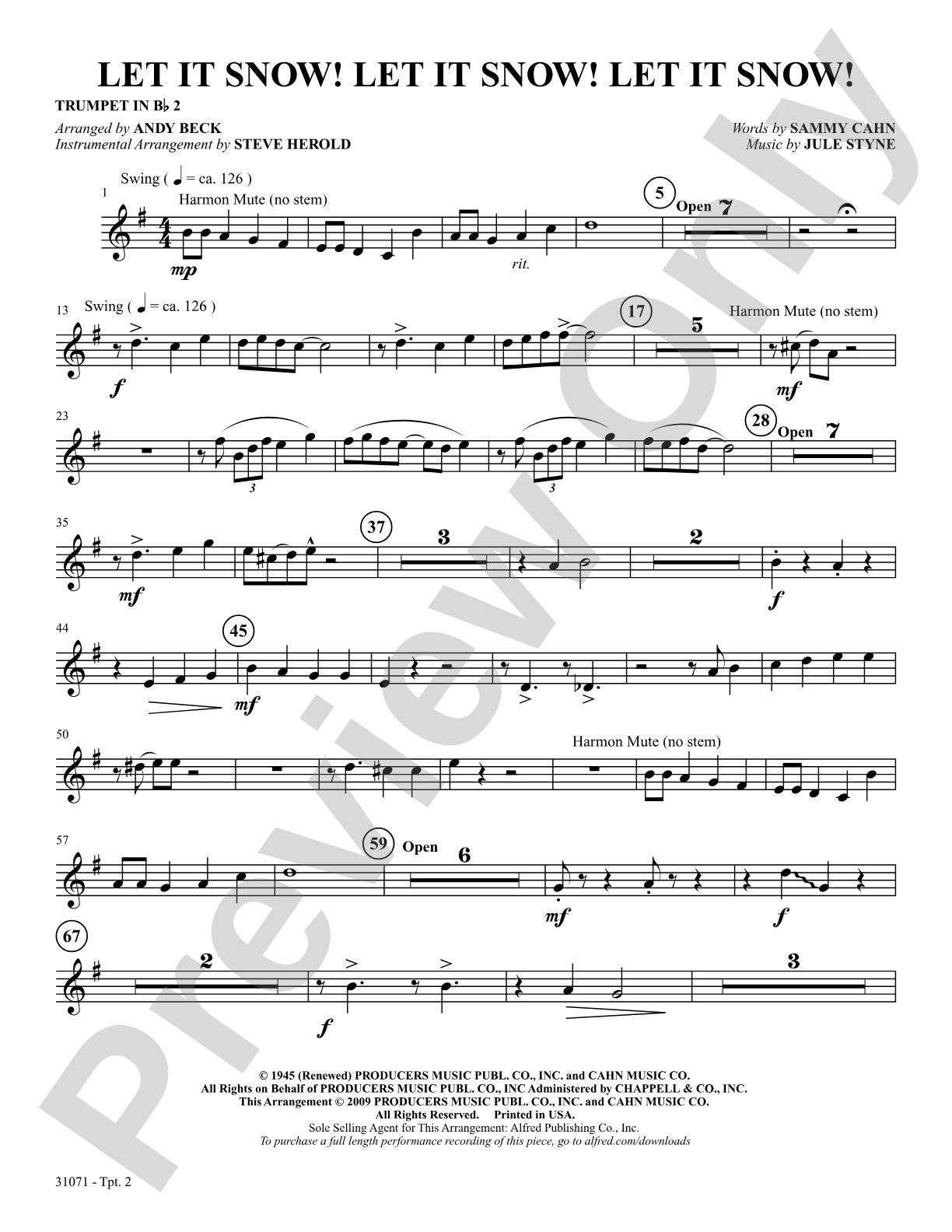 Let It Snow! Let It Snow! Let It Snow!: 2nd B-flat Trumpet: Choral SoundPax