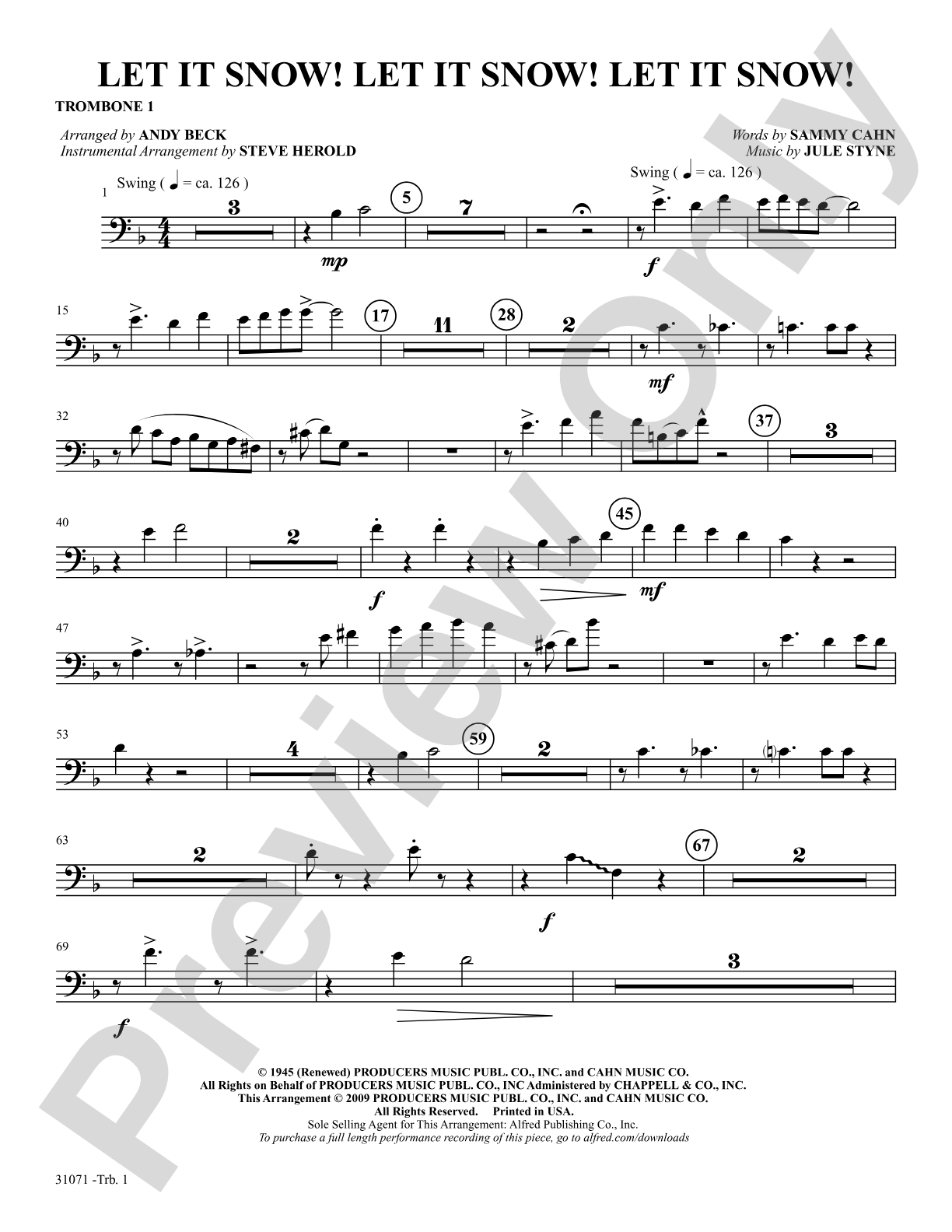 Let It Snow! Let It Snow! Let It Snow!: 1st Trombone: Choral SoundPax