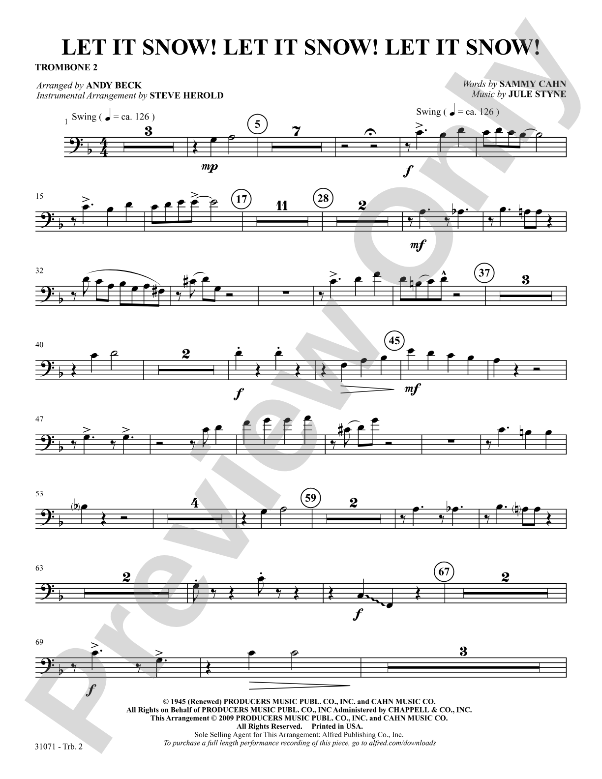 Let It Snow! Let It Snow! Let It Snow!: 2nd Trombone: Choral SoundPax