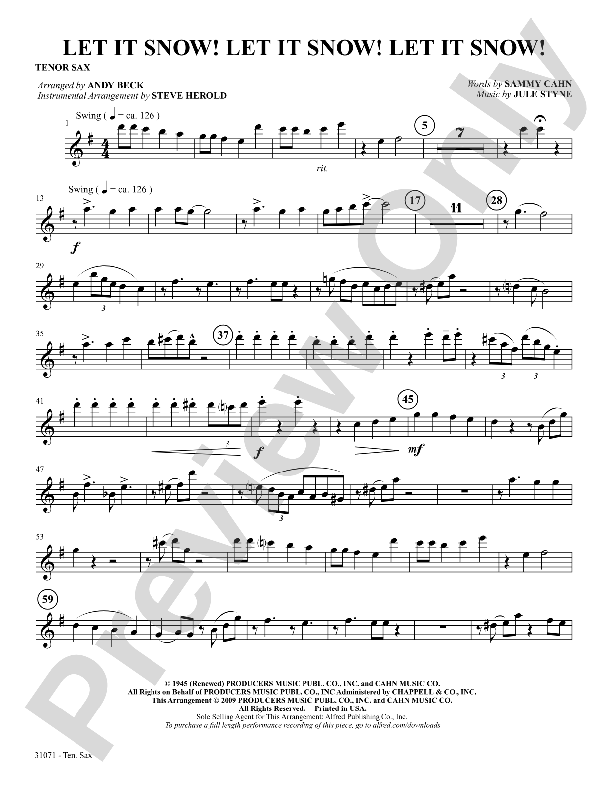 Let It Snow! Let It Snow! Let It Snow!: B-flat Tenor Saxophone: Choral SoundPax