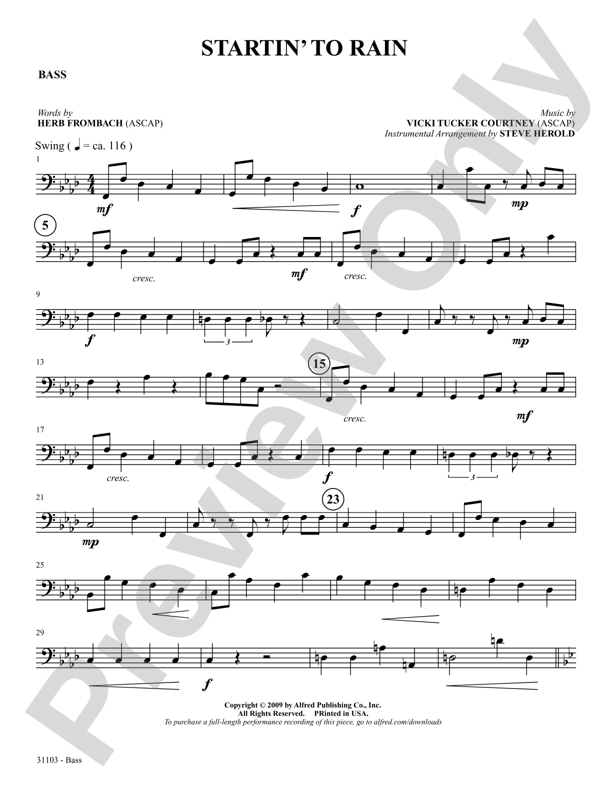 Startin' to Rain: String Bass: Choral SoundPax
