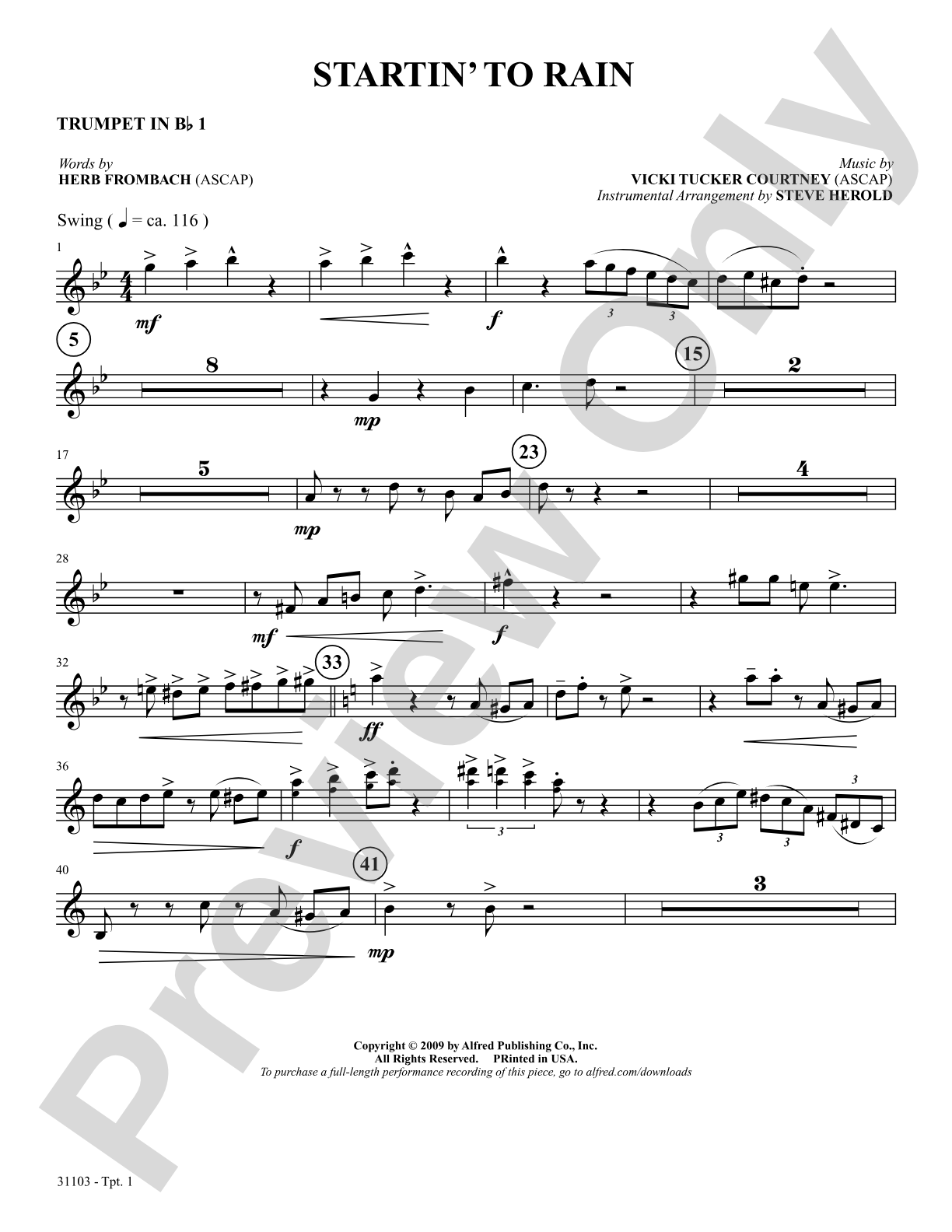 Startin' to Rain: 1st B-flat Trumpet: Choral SoundPax