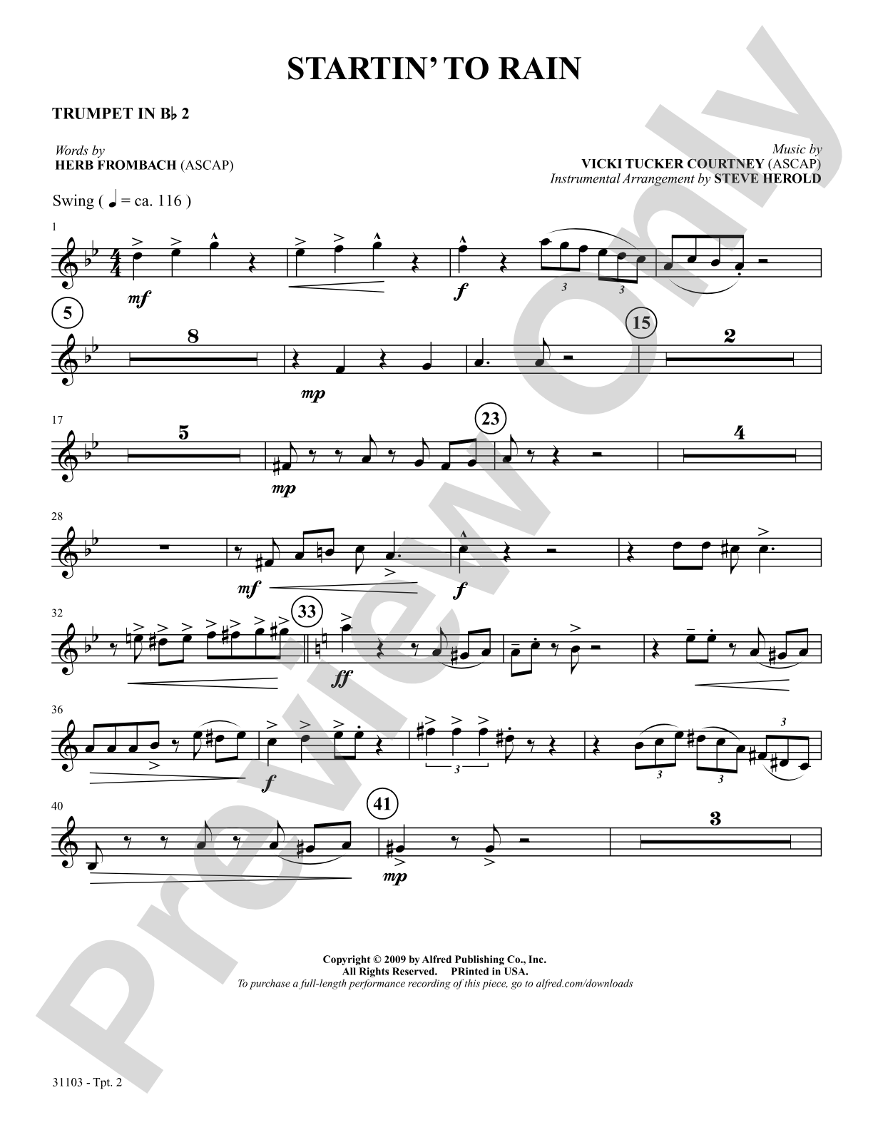 Startin' to Rain: 2nd B-flat Trumpet: Choral SoundPax