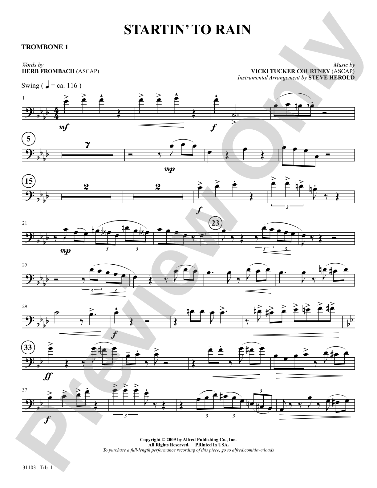 Startin' to Rain: 1st Trombone: Choral SoundPax