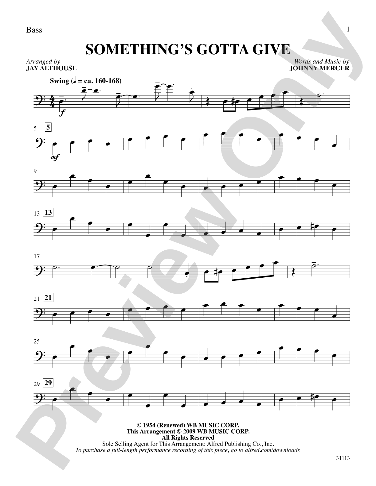 Something's Gotta Give: String Bass: Choral SoundPax