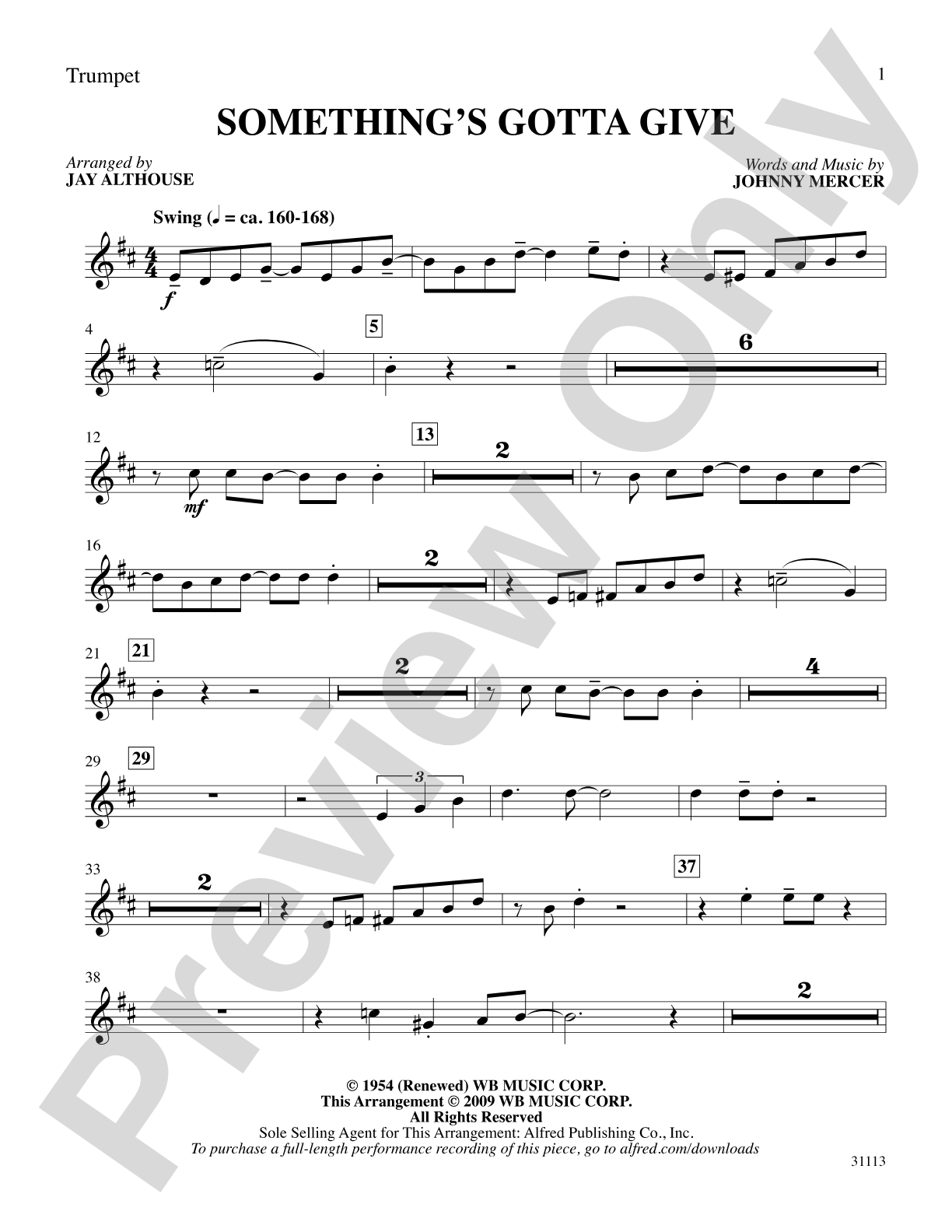 Something's Gotta Give: 1st B-flat Trumpet: Choral SoundPax